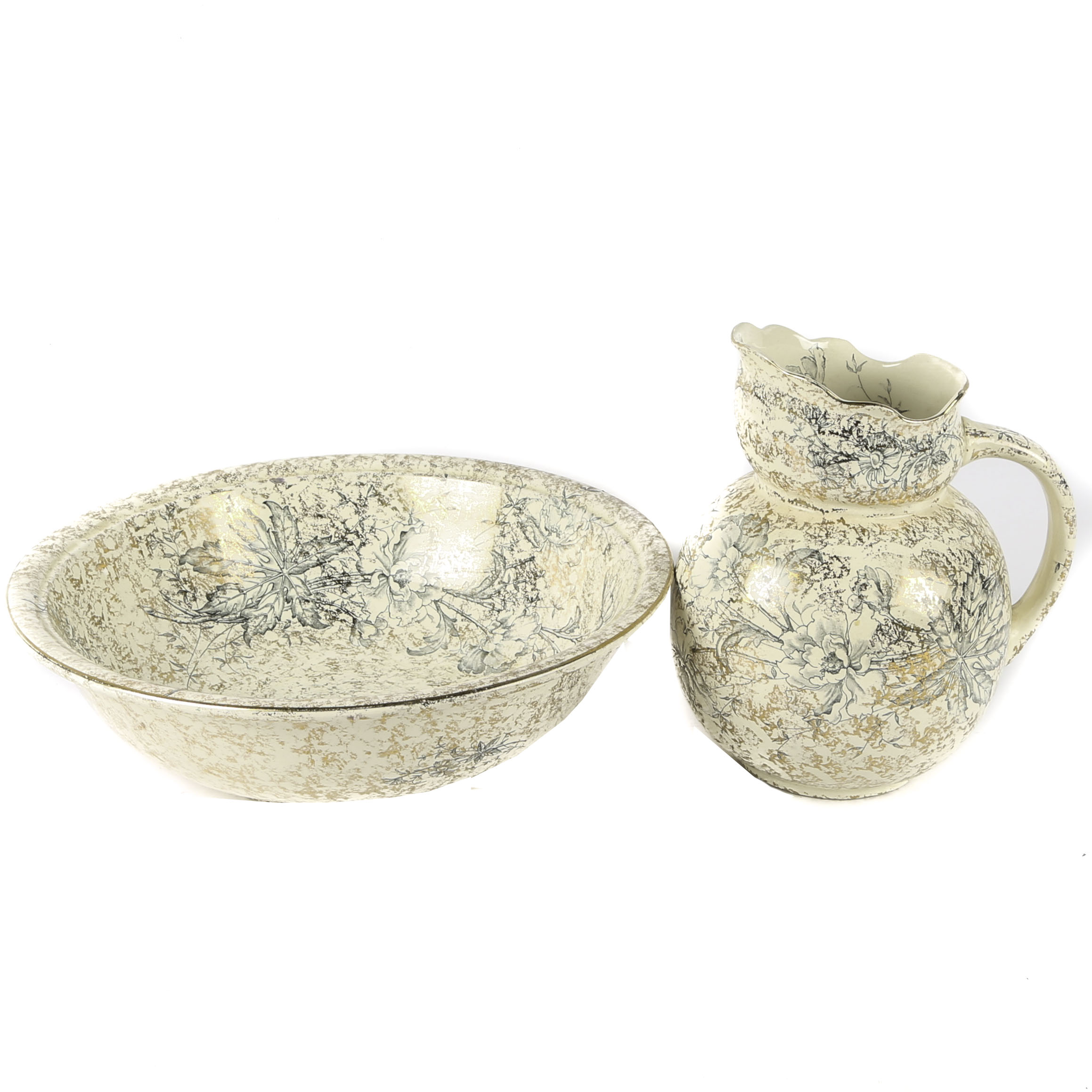 Douton Burslem Aesthetic Period Water Pitcher and Basin