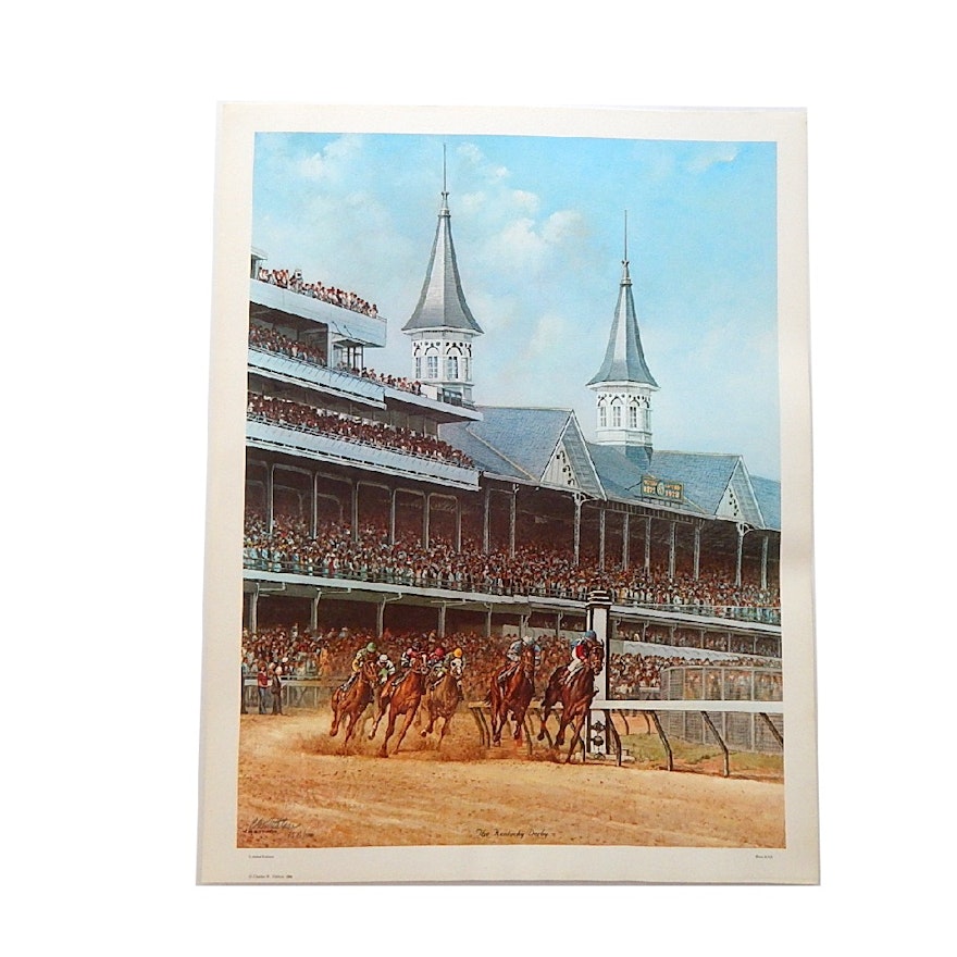 Unframed C. W. Vittitow Signed Limited Offset Lithograph "The Kentucky Derby"