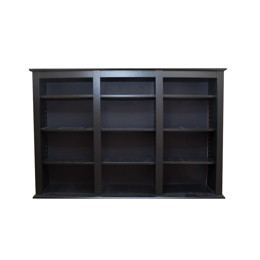 Painted Black Wooden Wall Shelving Unit