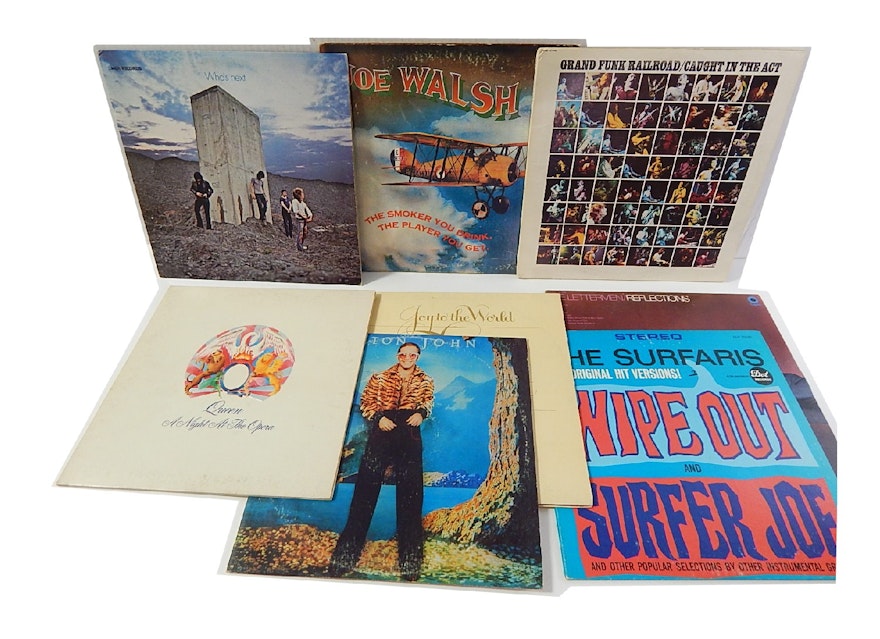 Vintage 33 RPM Records with The Who, Joe Walsh, Grand Funk Railroad, Elton John