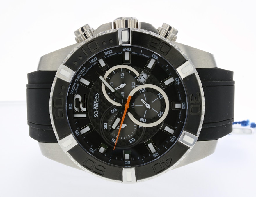 Schweiss Swiss Stainless Steel Silicone Band Wristwatch