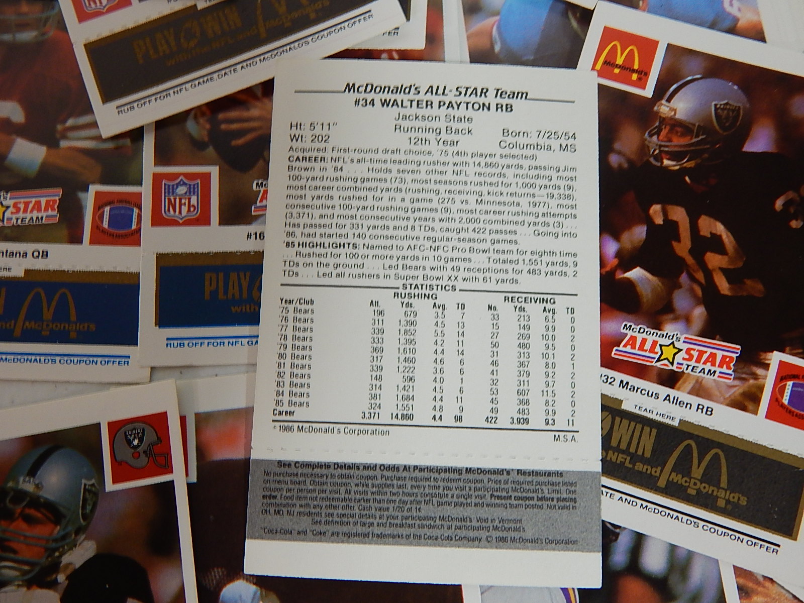 1986 McDonald's Scratch Off Football Cards - Over 600 Card Count