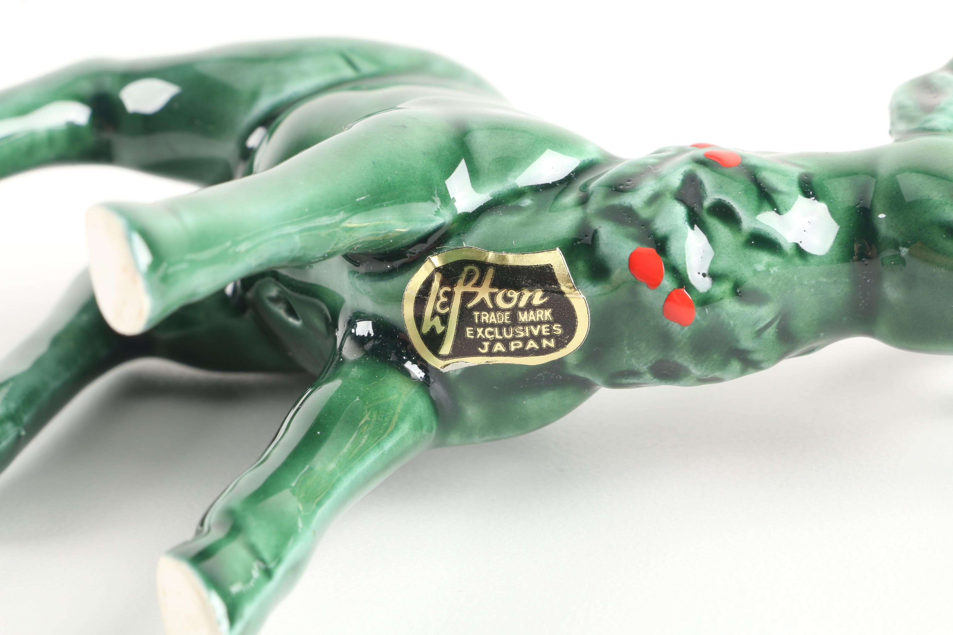 Lefton Ceramic Reindeer and Sleigh