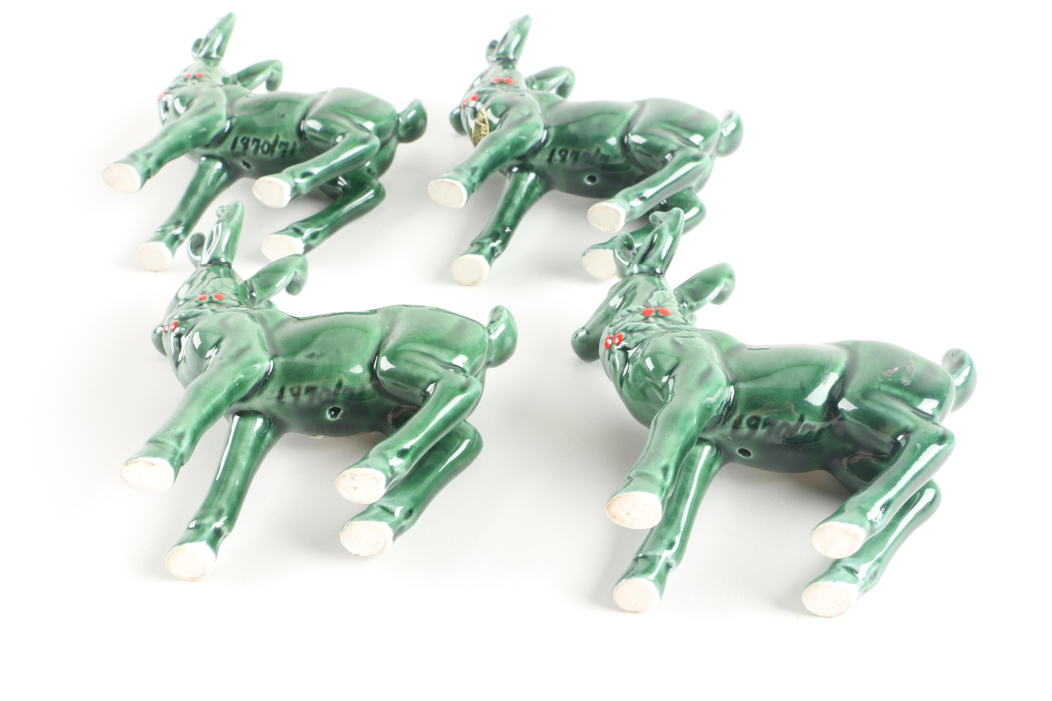 Lefton Ceramic Reindeer and Sleigh