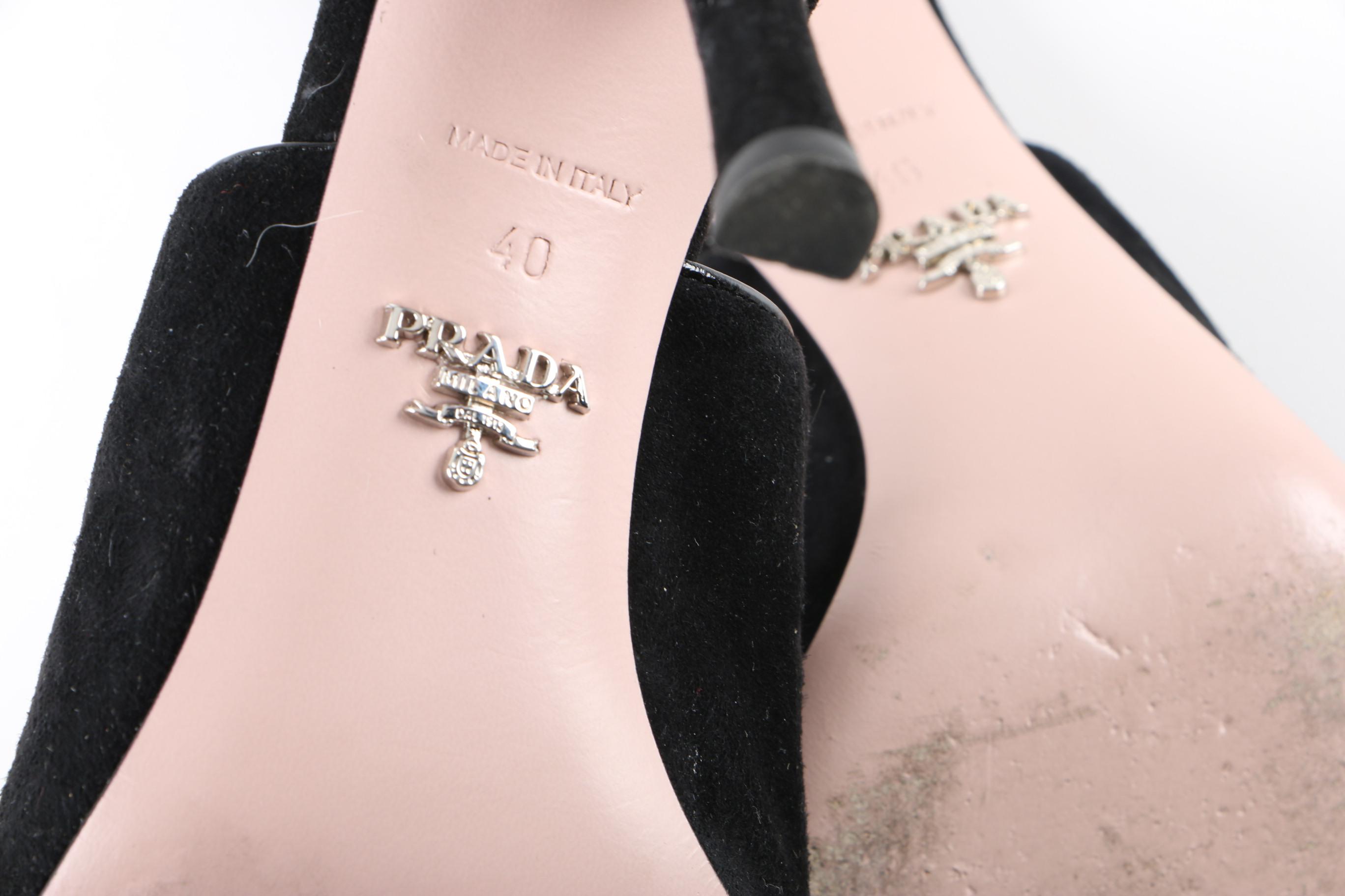 Prada Black Suede Mules