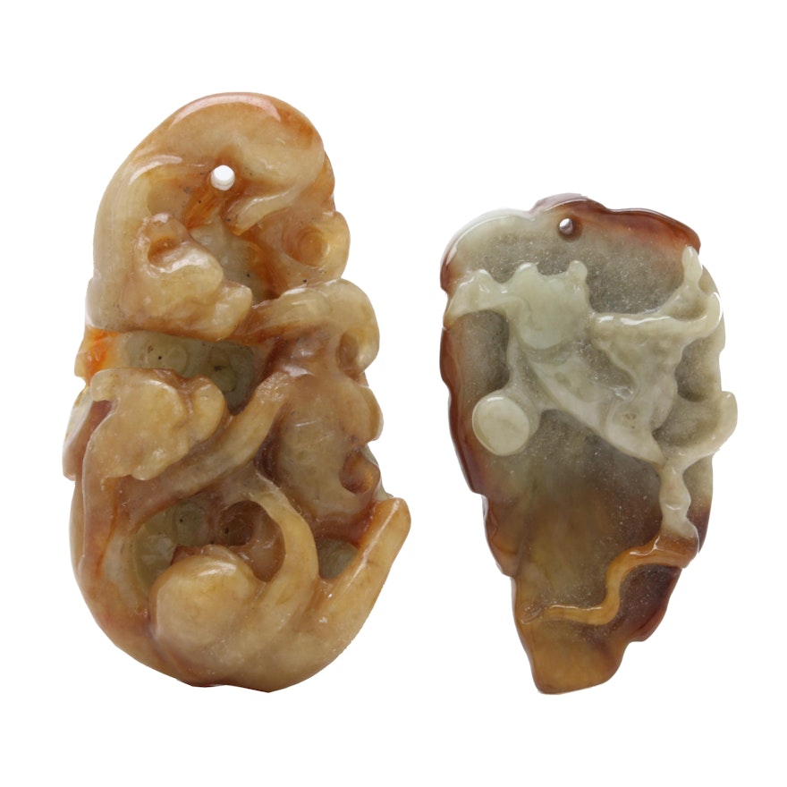 Chinese Carved Jadeite Pendants