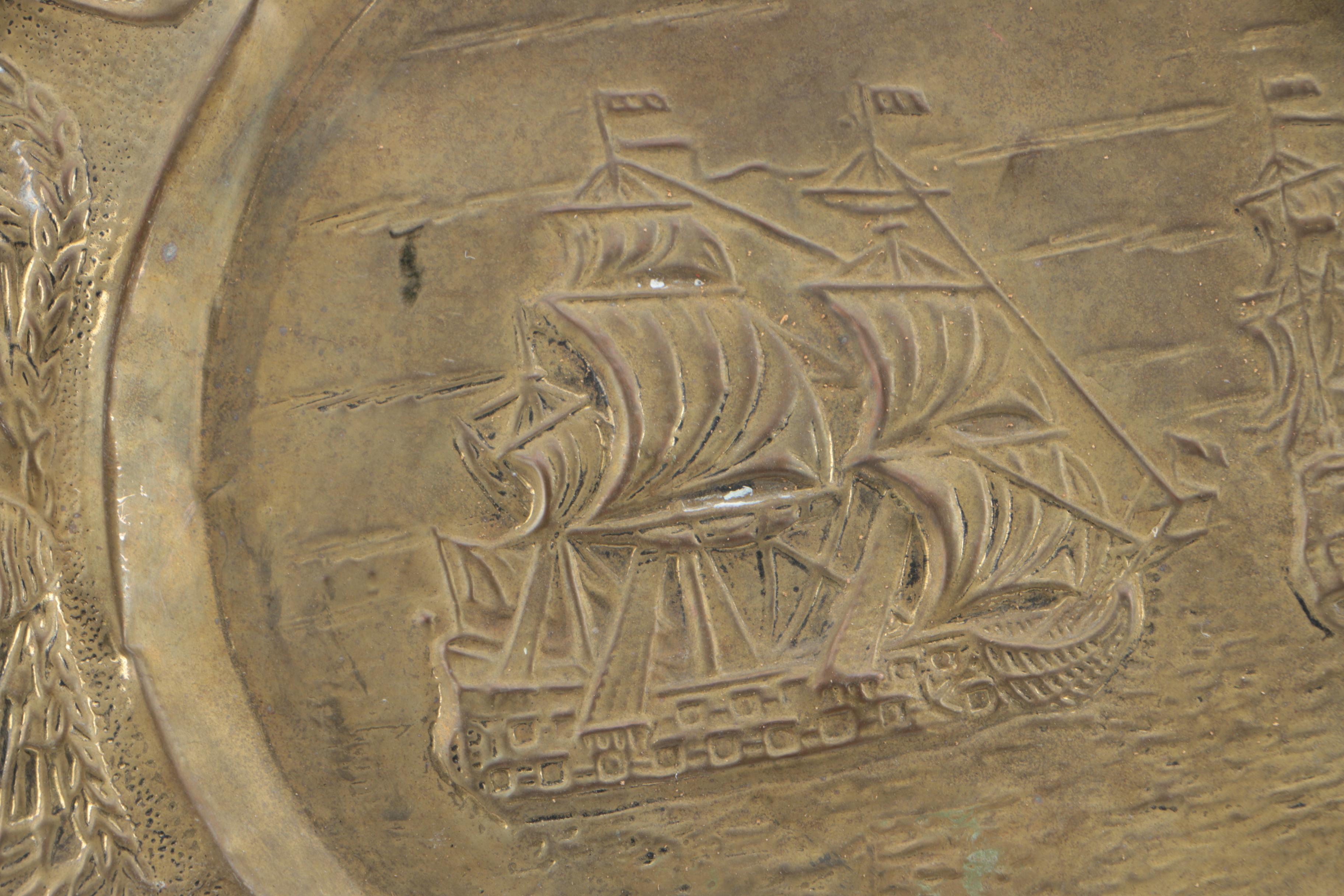 Vintage Decorative Embossed Brass Wall Plates Including Peerage