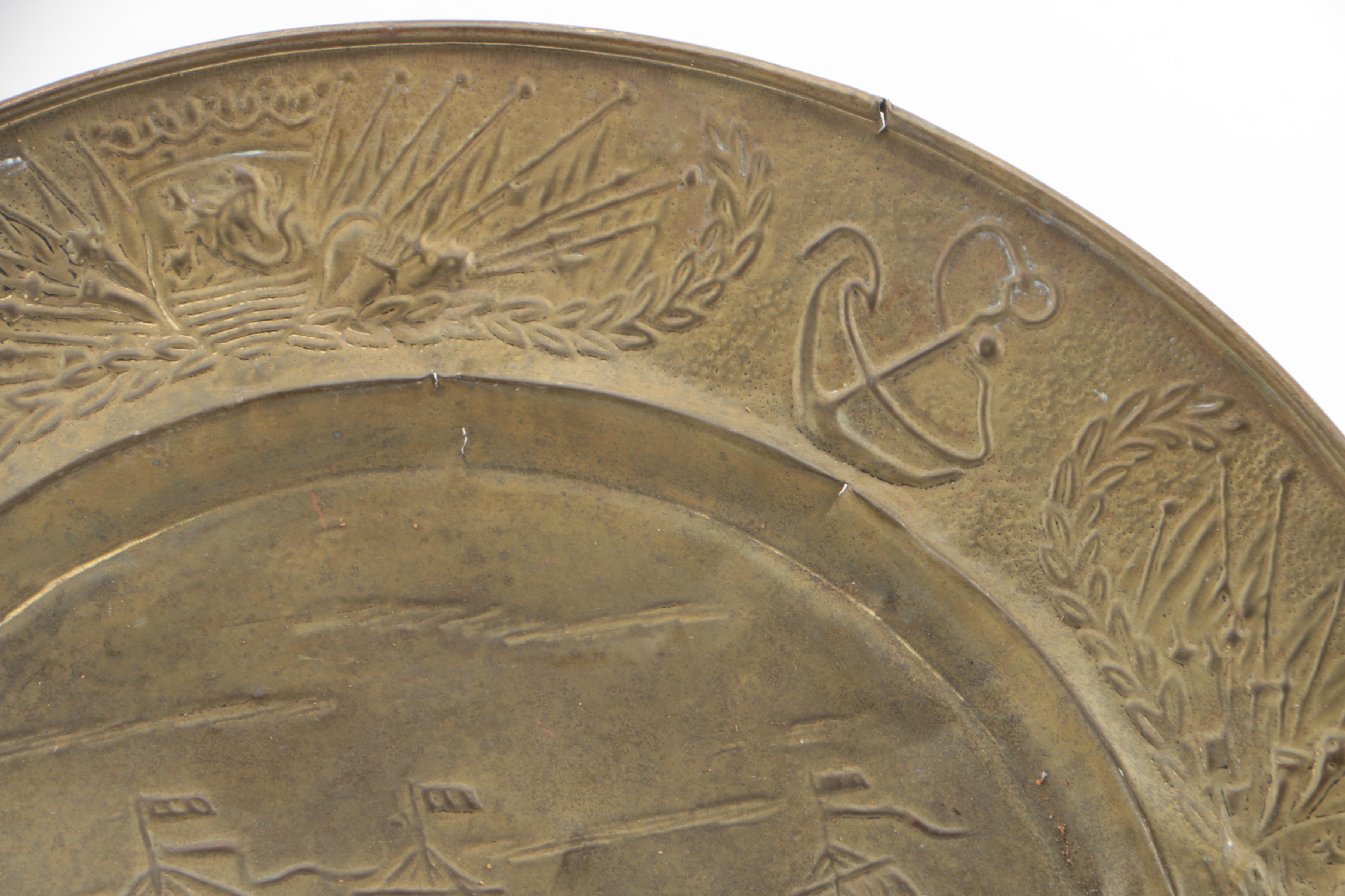 Vintage Decorative Embossed Brass Wall Plates Including Peerage