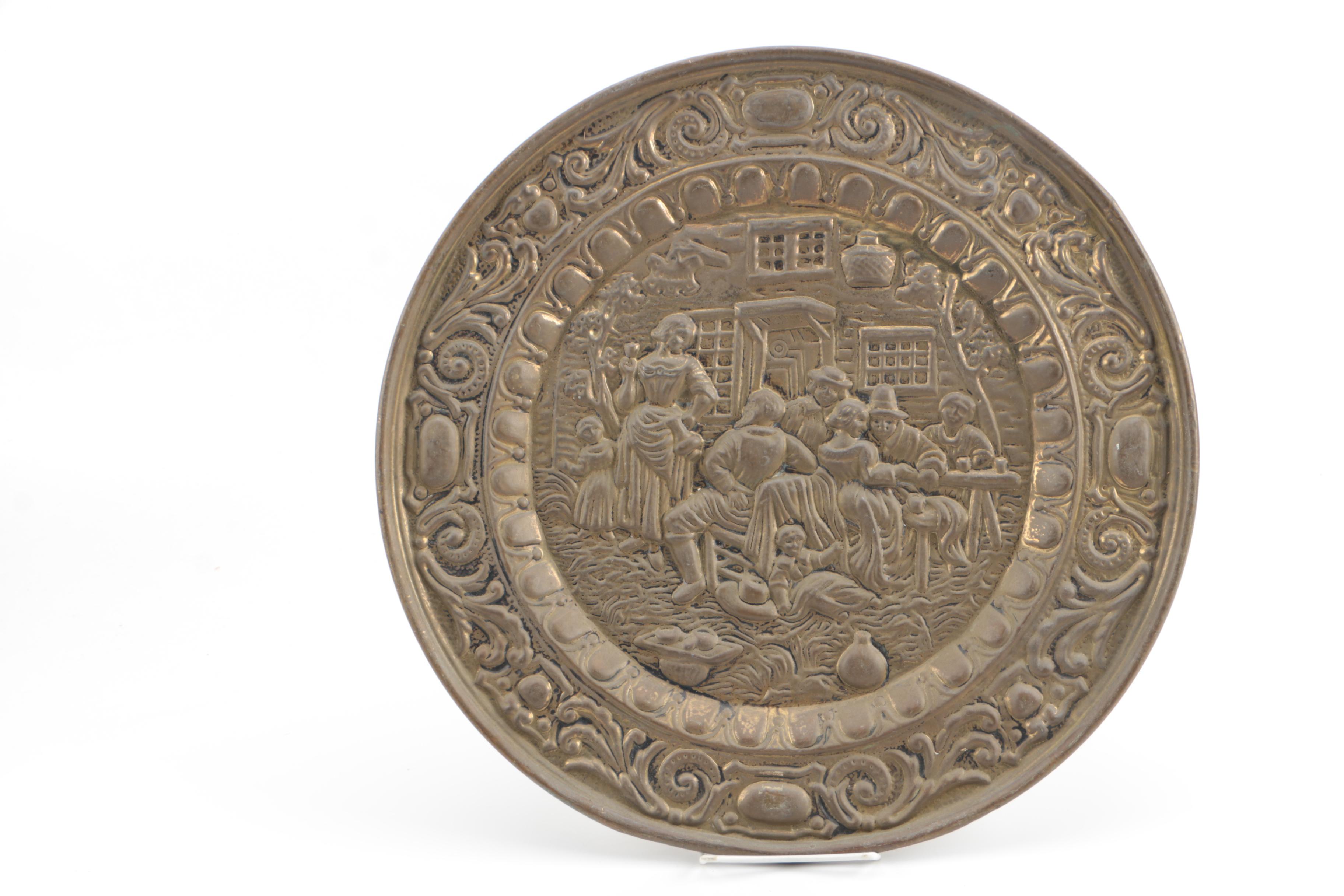 Vintage Decorative Embossed Brass Wall Plates Including Peerage