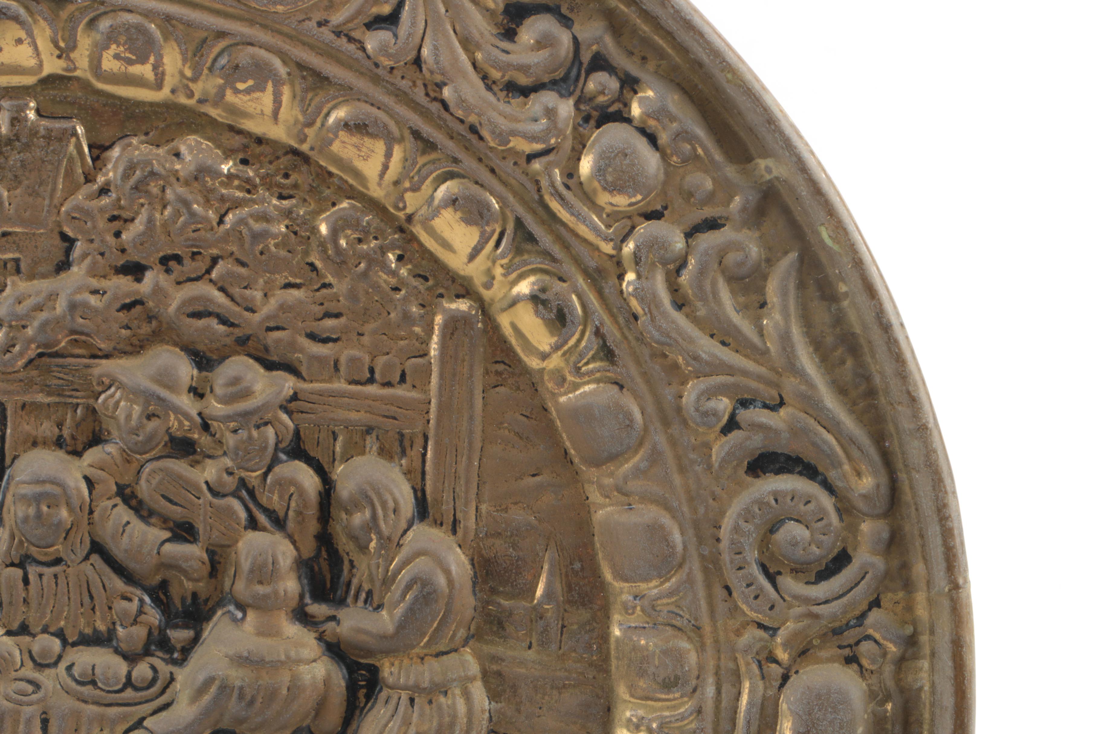 Vintage Decorative Embossed Brass Wall Plates Including Peerage