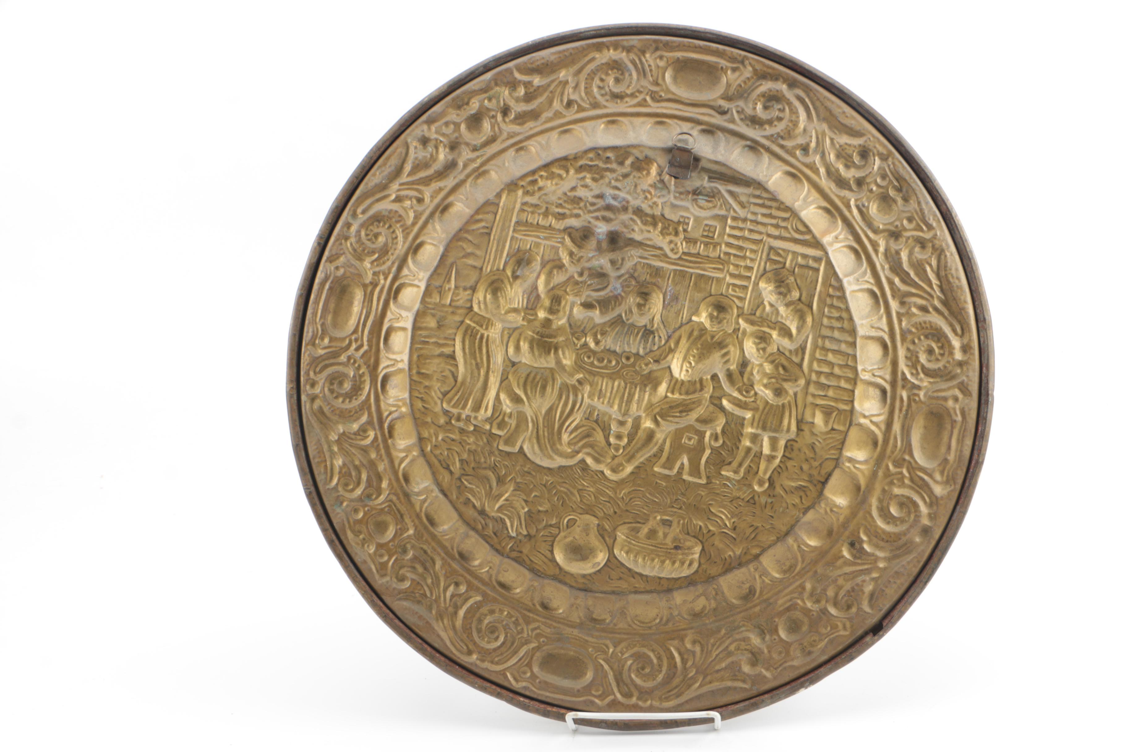 Vintage Decorative Embossed Brass Wall Plates Including Peerage