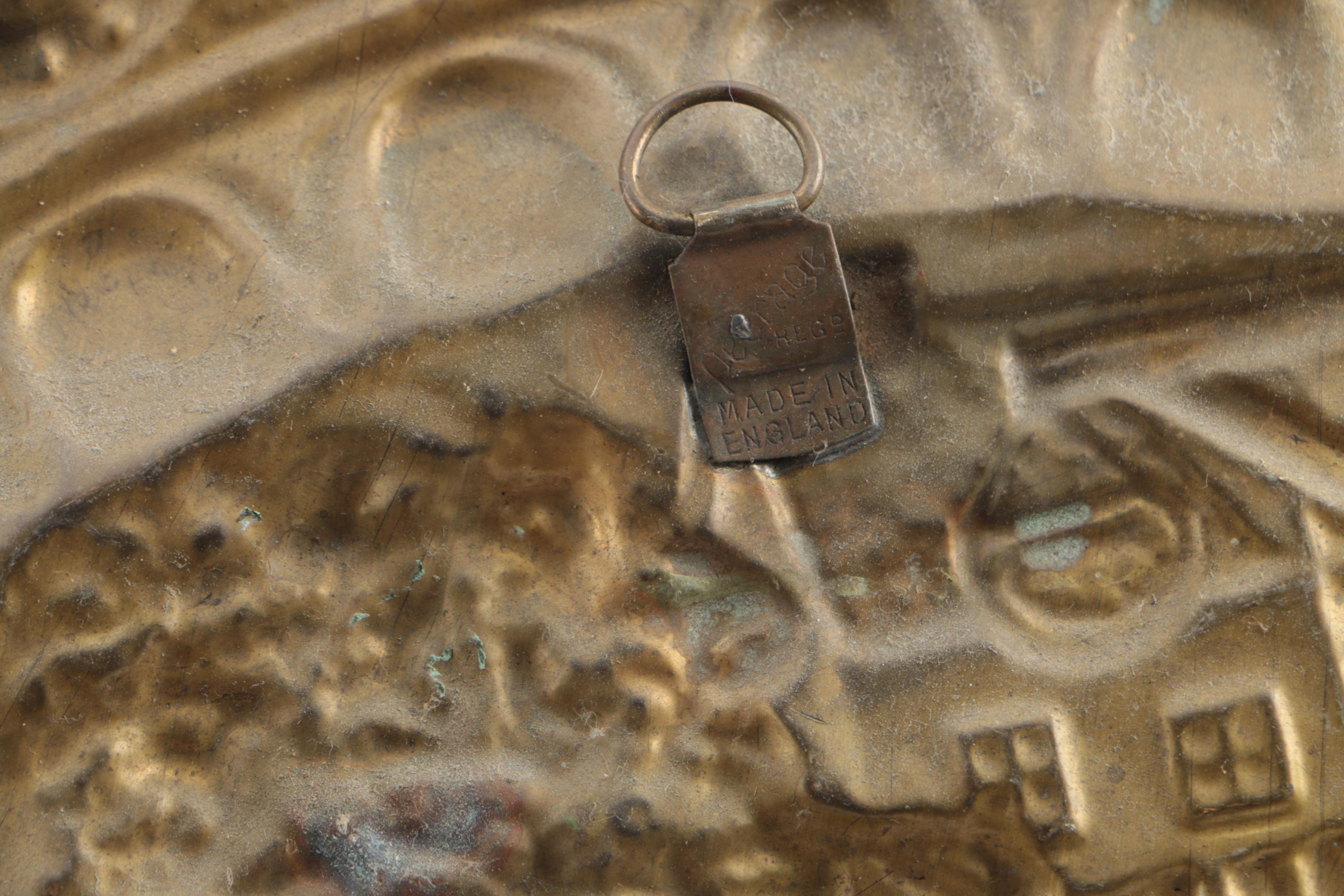 Vintage Decorative Embossed Brass Wall Plates Including Peerage