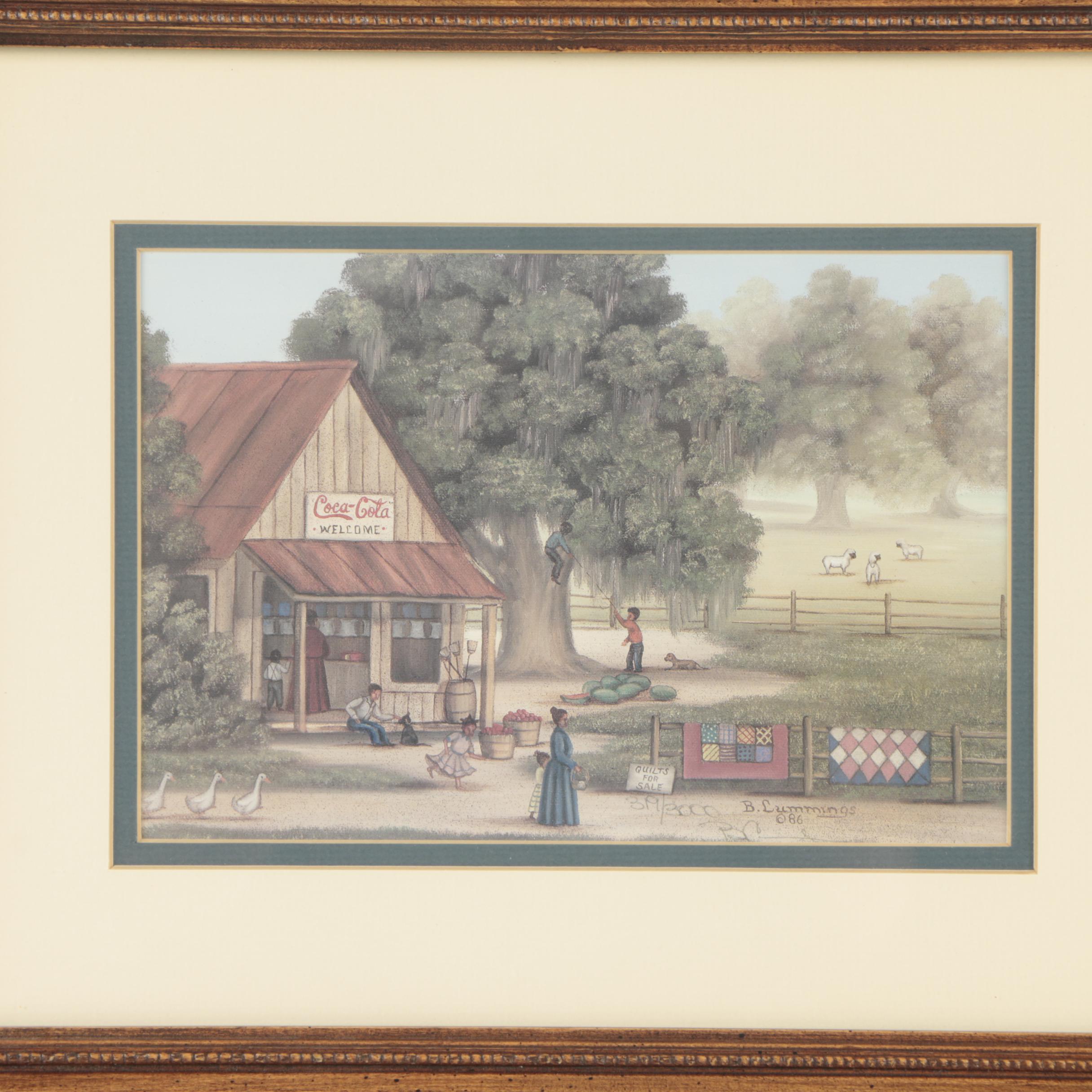 Beth Cummings Offset Lithographs "Somersault" and "Welcome"