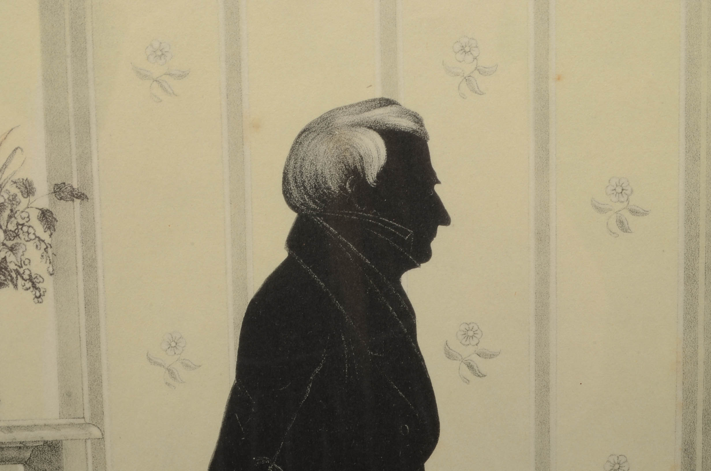 William H. Brown 1844 Lithographic Silhouette Portrait "William Henry Harrison"