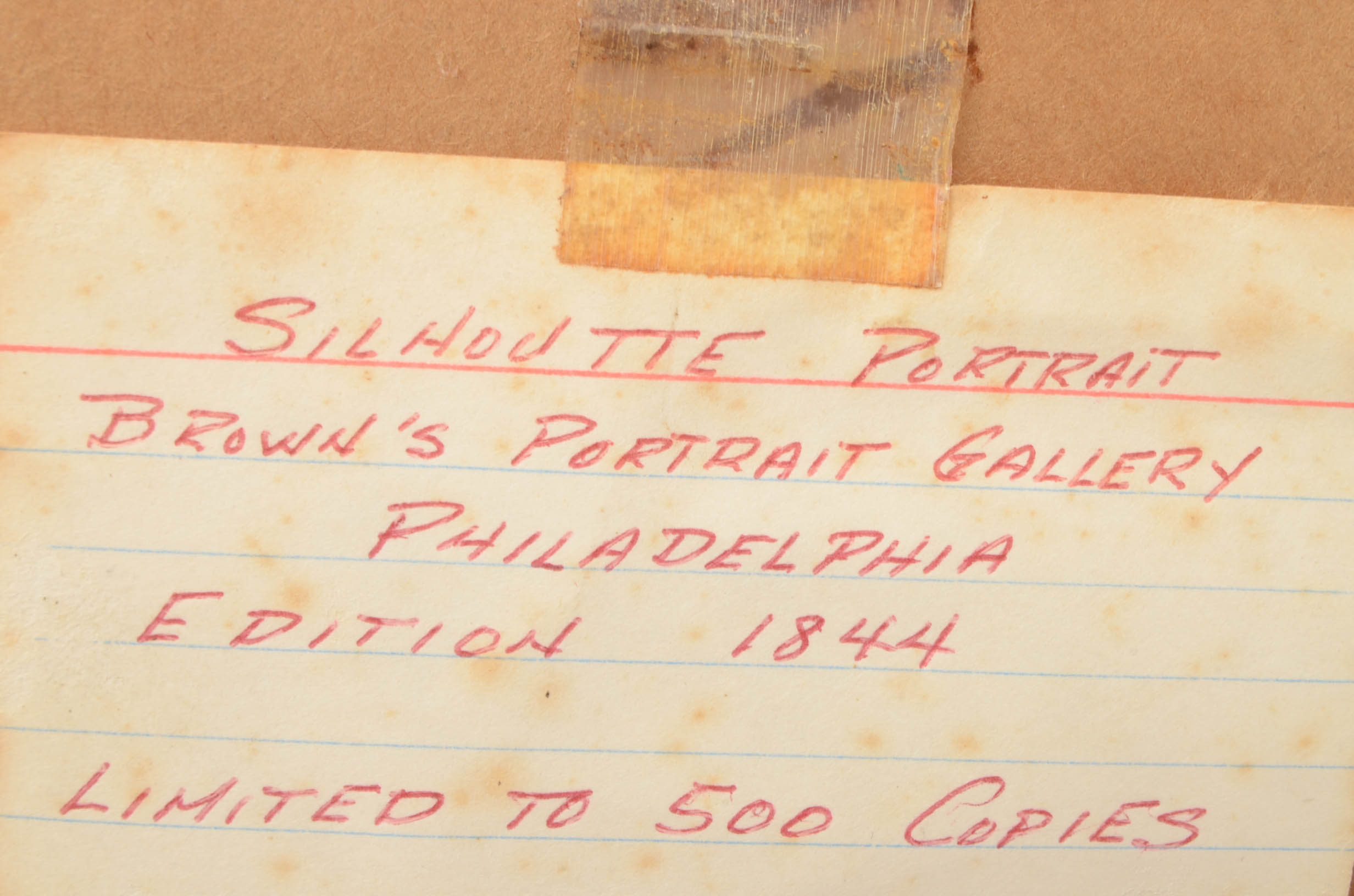 William H. Brown 1844 Lithographic Silhouette Portrait "William Henry Harrison"