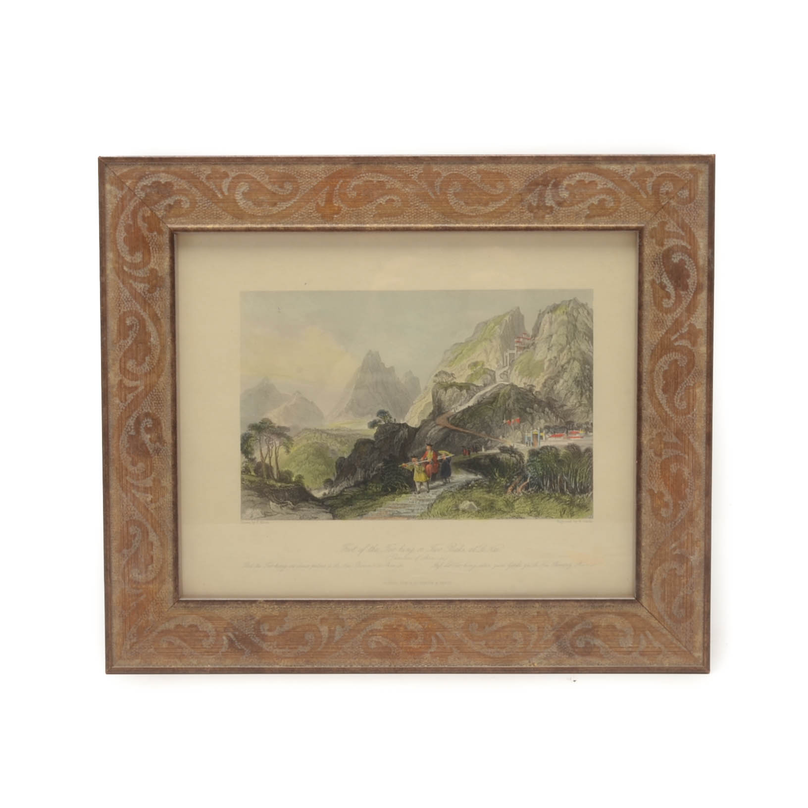 Thomas Allom 1843 Steel Plate Engraving "Foot of the Too-hing, or Two Peaks..."