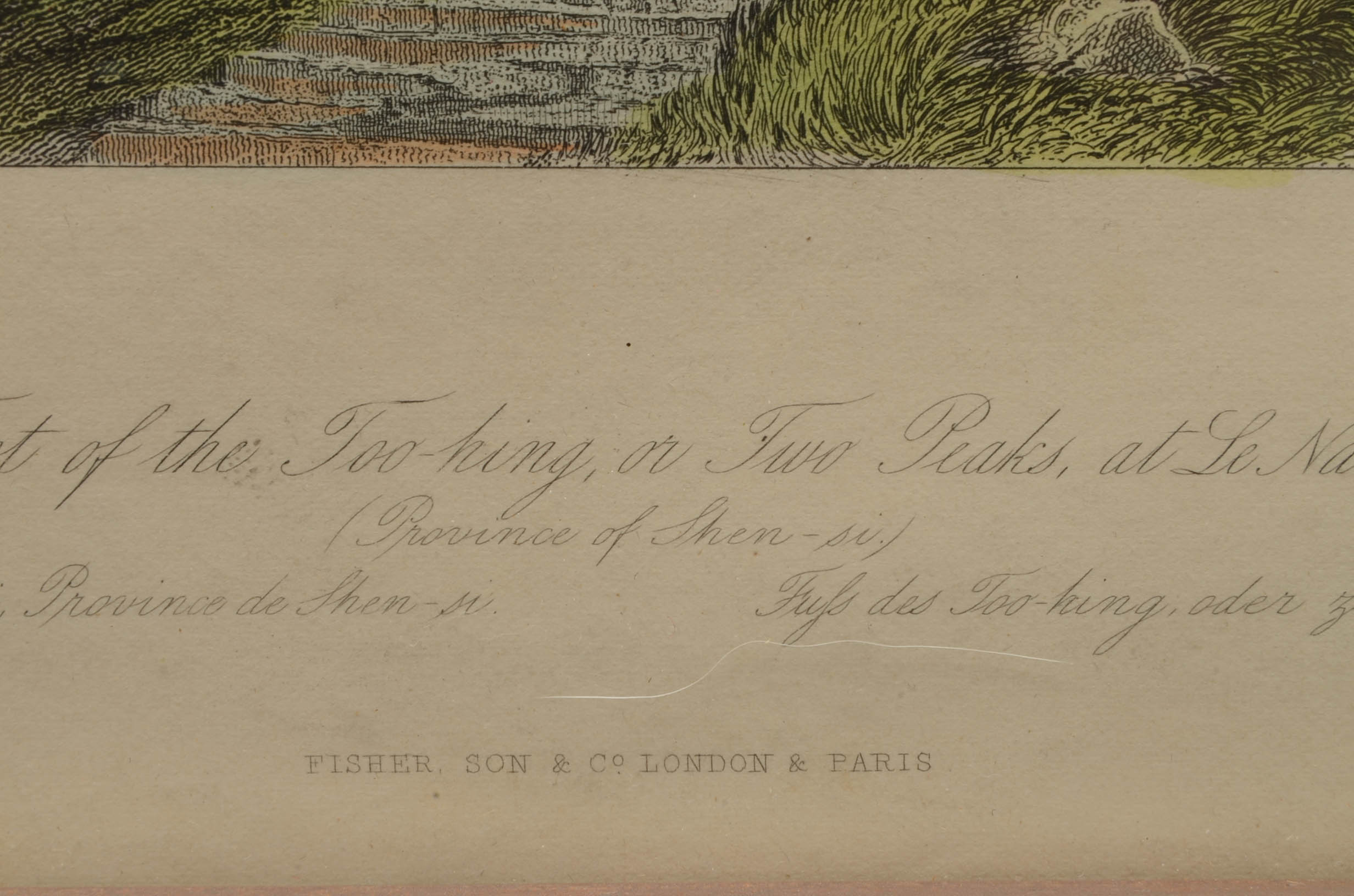 Thomas Allom 1843 Steel Plate Engraving "Foot of the Too-hing, or Two Peaks..."