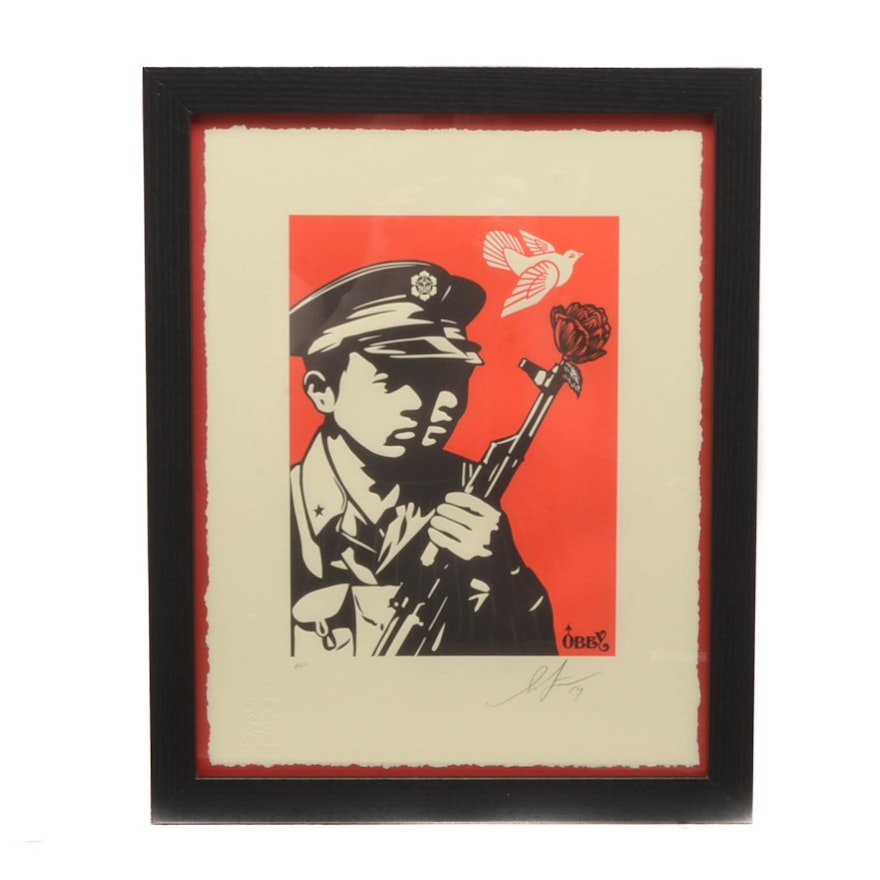 Shepard Fairey Signed Artist's Proof Letterpress "Chinese Soldiers"