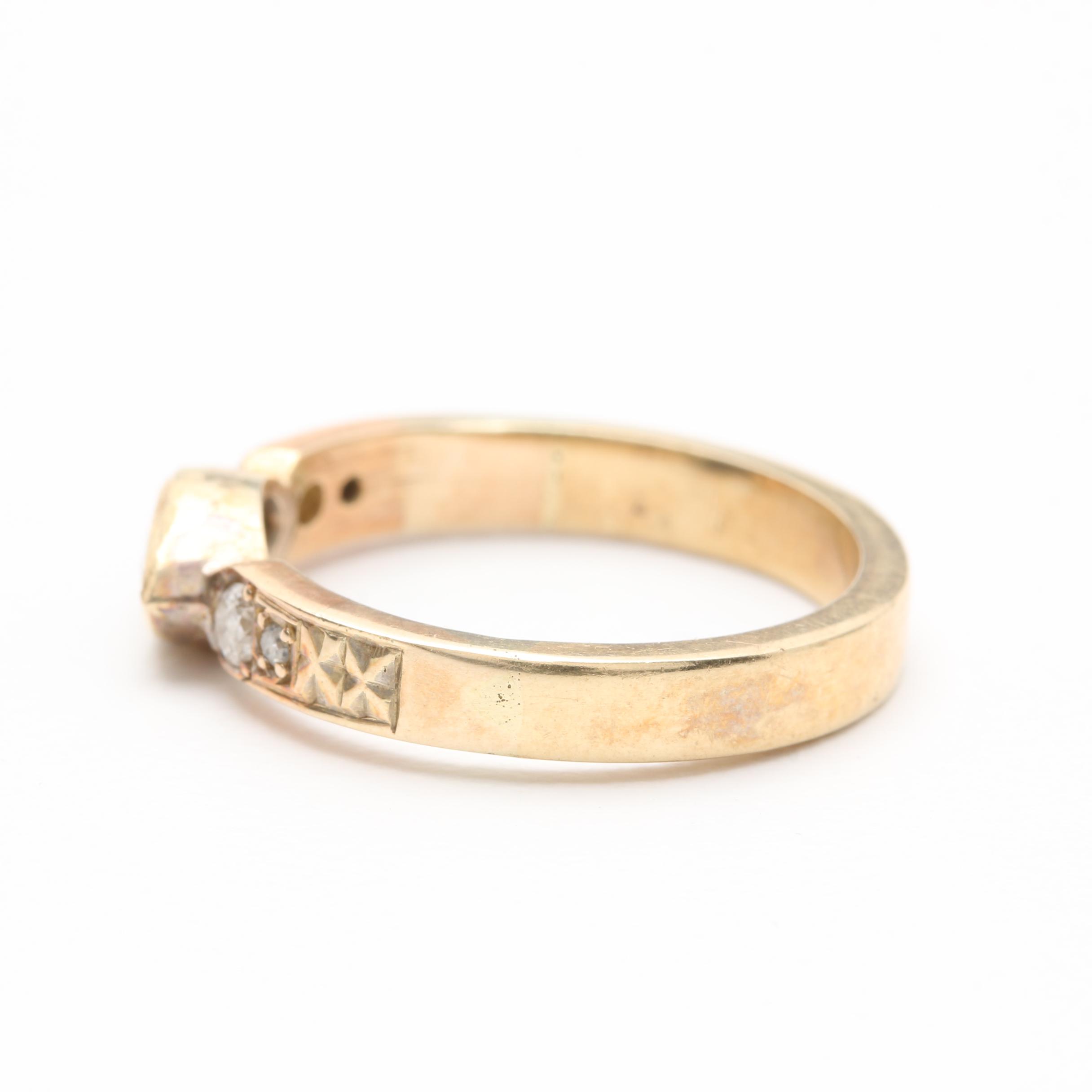 14K Yellow Gold Sapphire and Diamond Ring