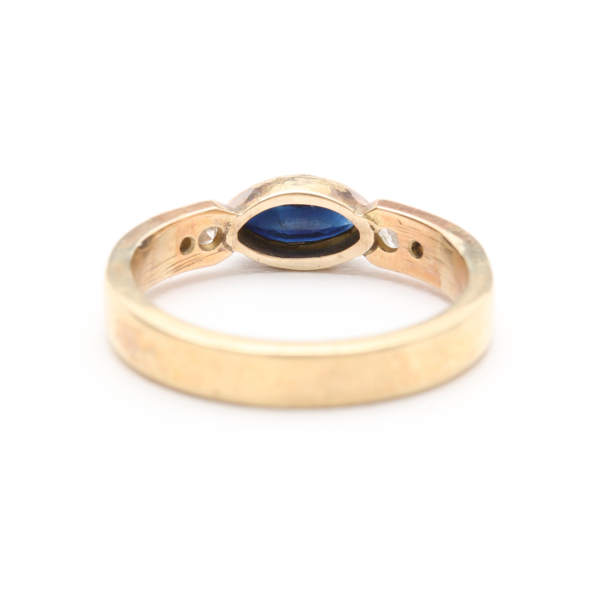 14K Yellow Gold Sapphire and Diamond Ring