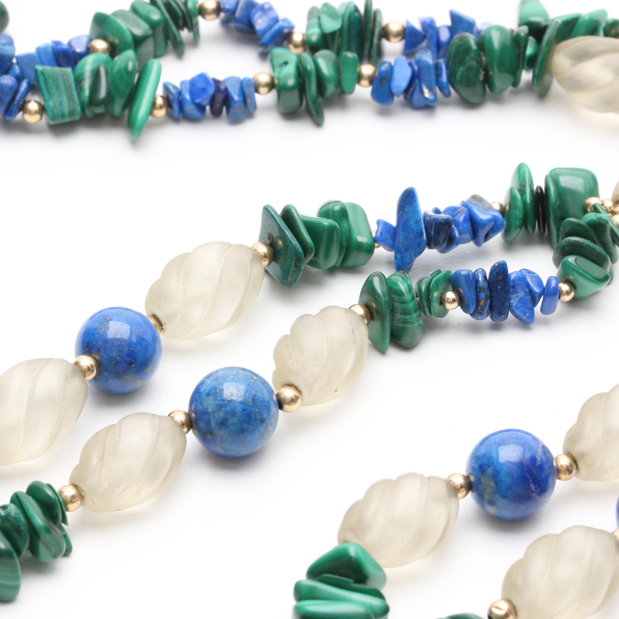 14K Yellow Gold Mixed Gemstone Necklace