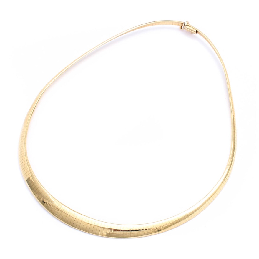 14K Yellow Gold Omega Chain Necklace