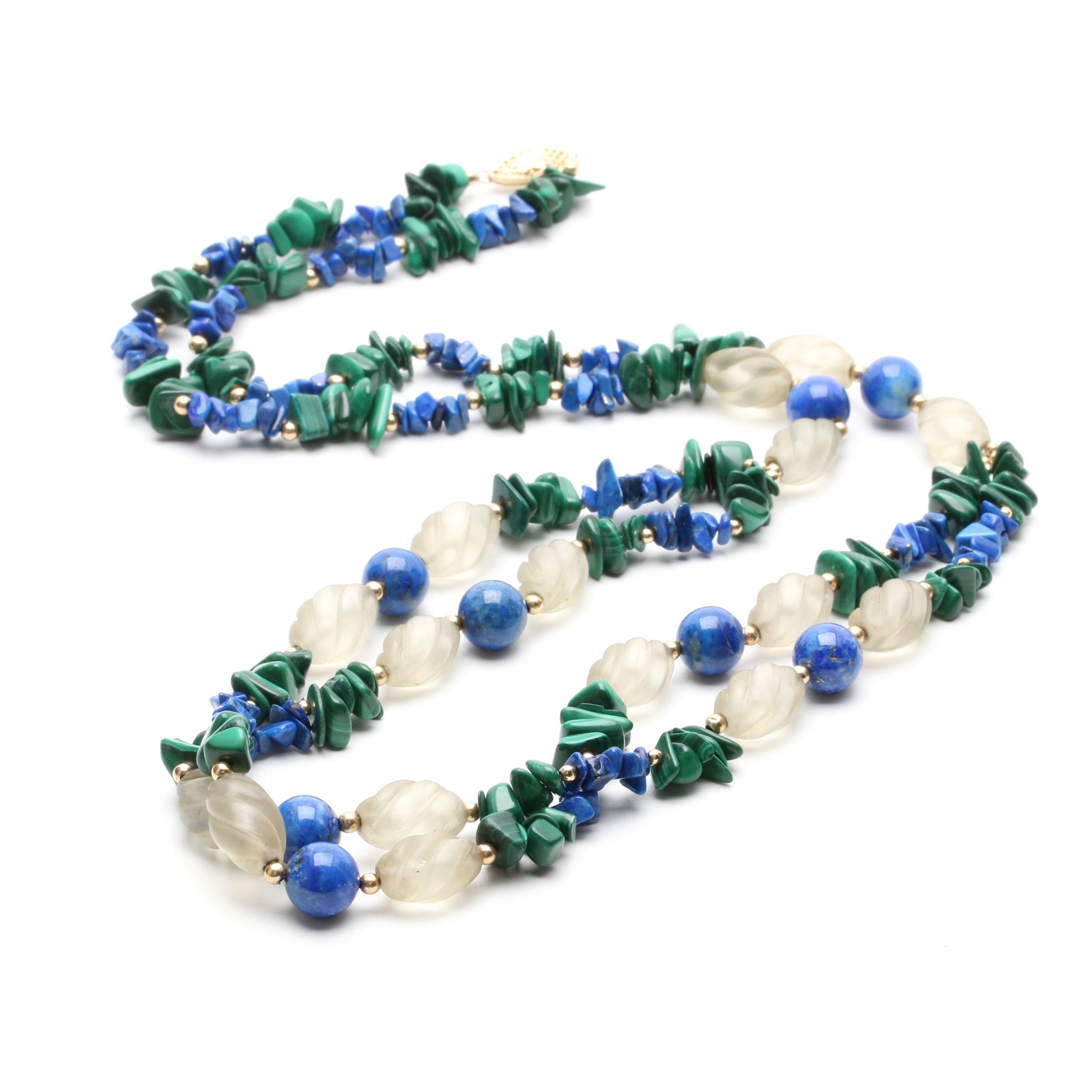 14K Yellow Gold Mixed Gemstone Necklace