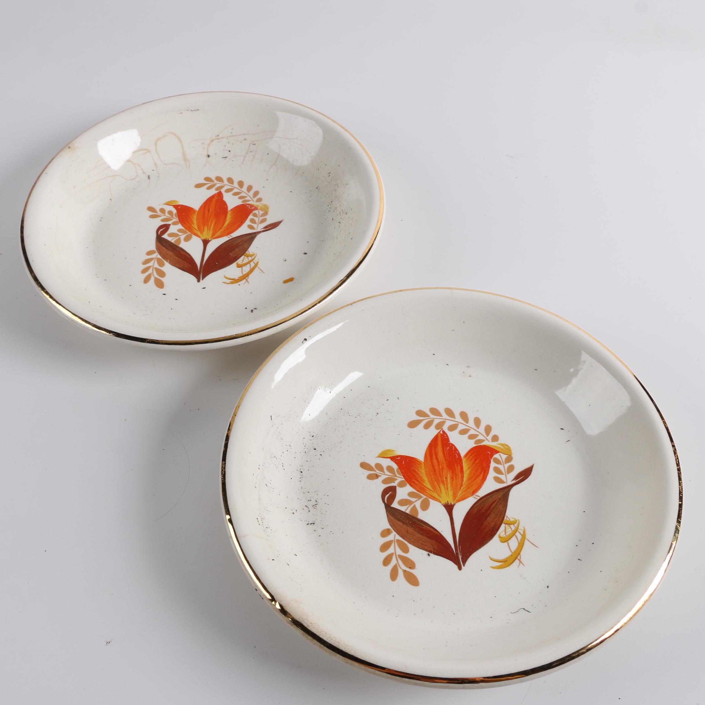 Mid Century Royal China "Star Glow" and Harker Bakerite "Tulip" Dinnerware