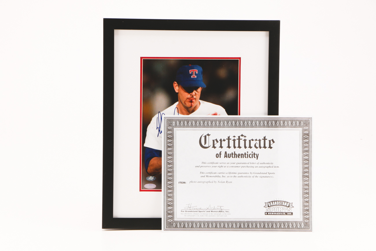 Nolan Ryan Signed Bloody Lip Photo  COA