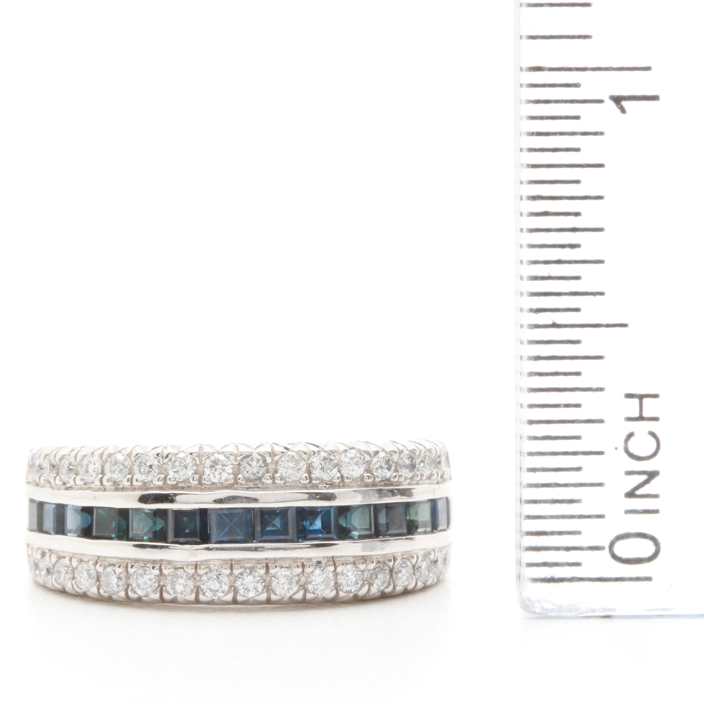 14K White Gold Sapphire and Diamond Ring