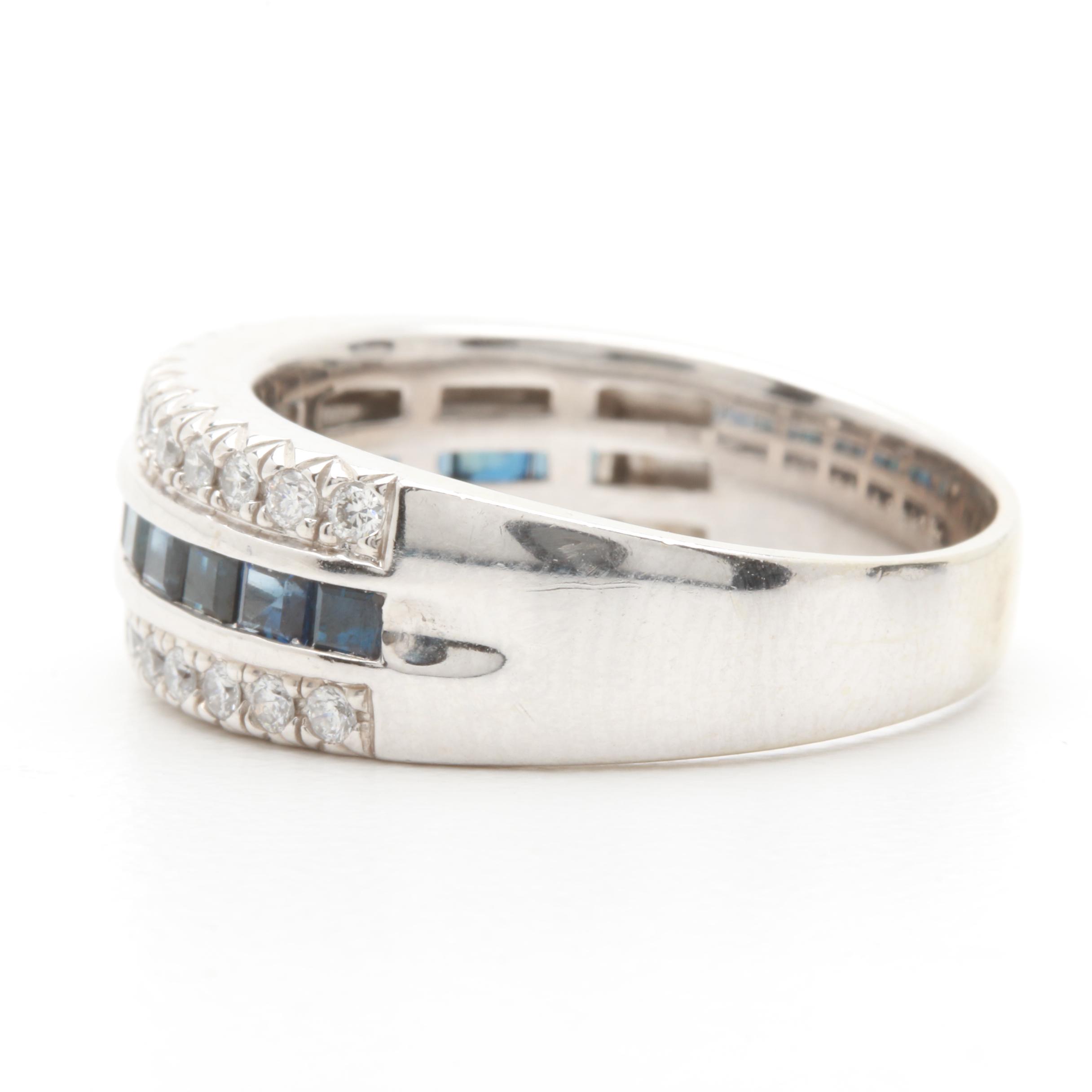 14K White Gold Sapphire and Diamond Ring