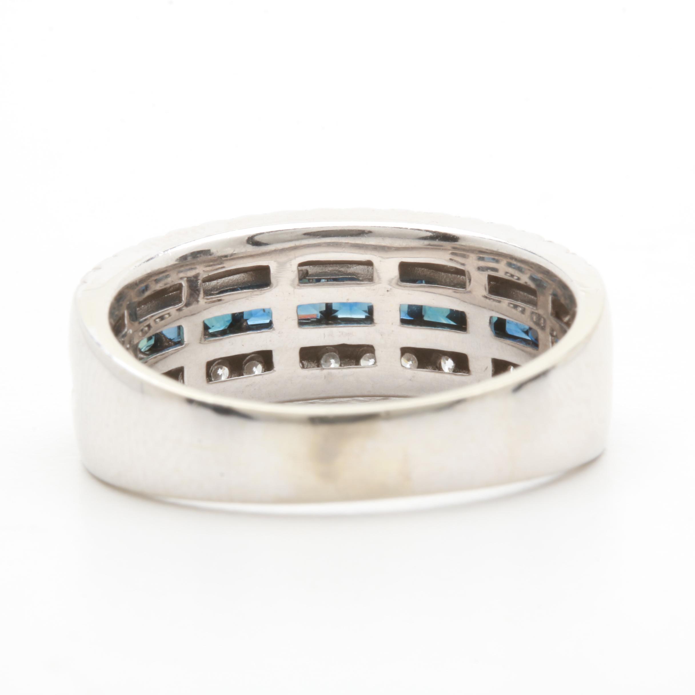 14K White Gold Sapphire and Diamond Ring