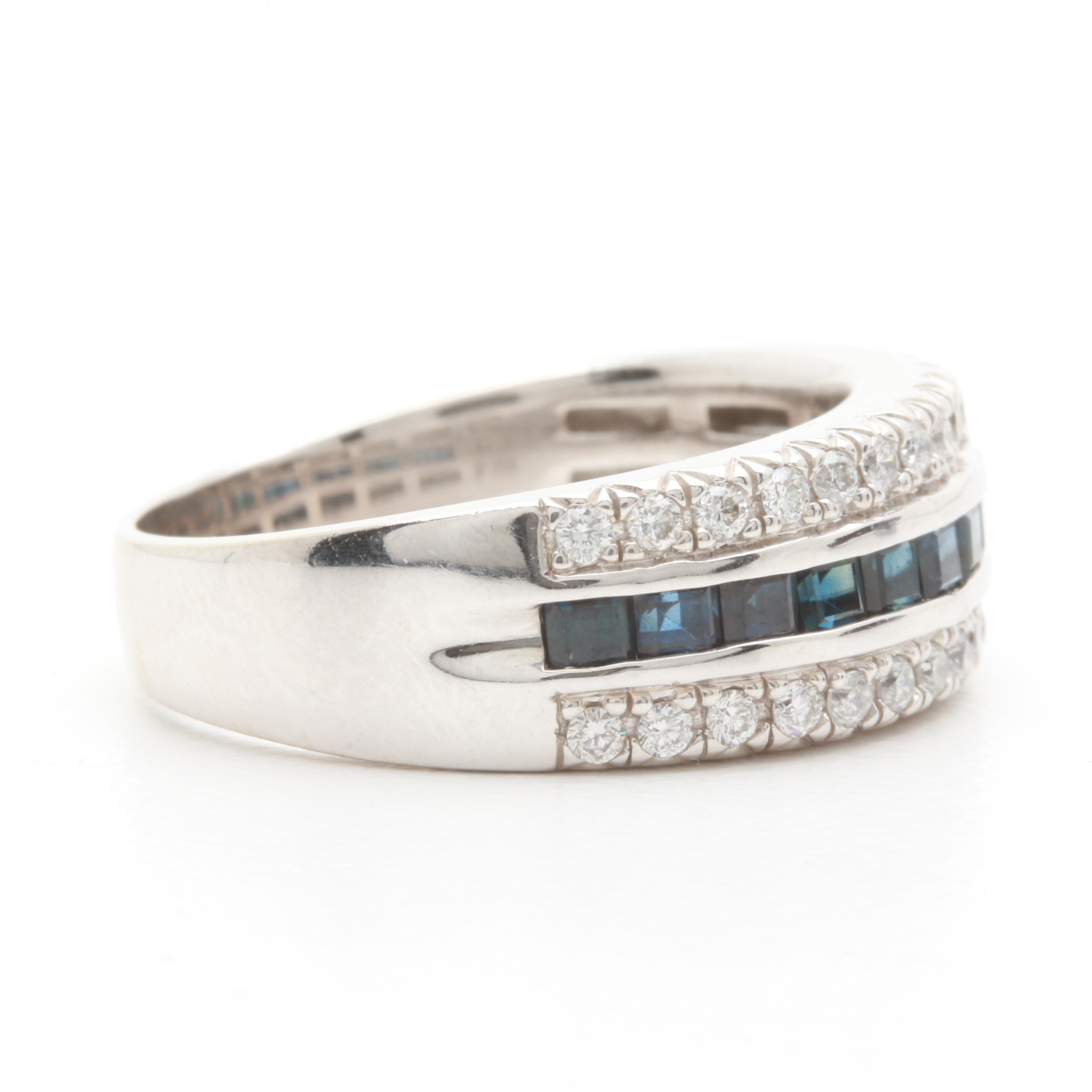 14K White Gold Sapphire and Diamond Ring