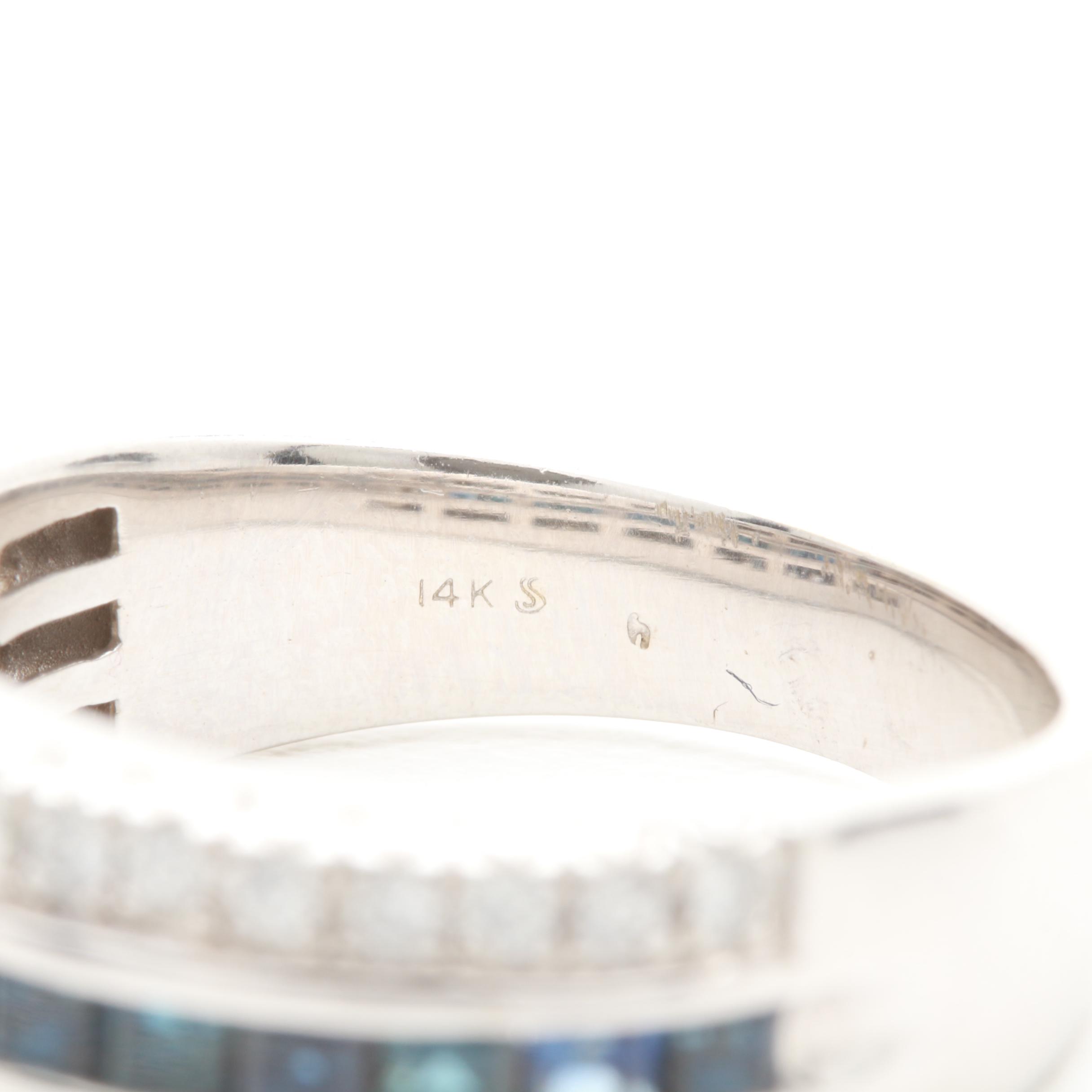 14K White Gold Sapphire and Diamond Ring