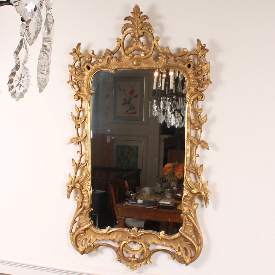 Gilt Wall Mirror in the 18th Century English Rococo Style