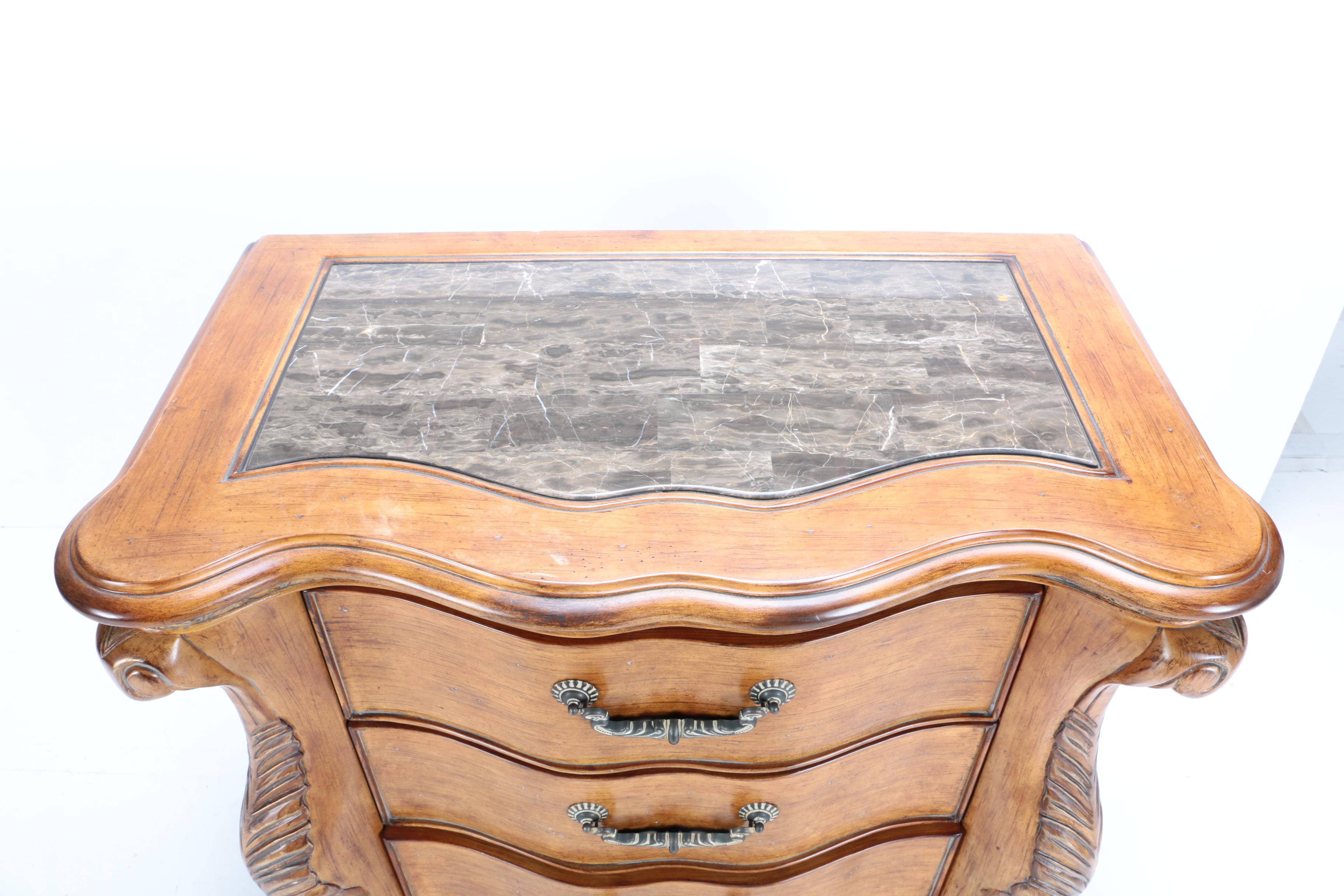 Nightstand with Stone Inlay Top by Michael Amini for AICO