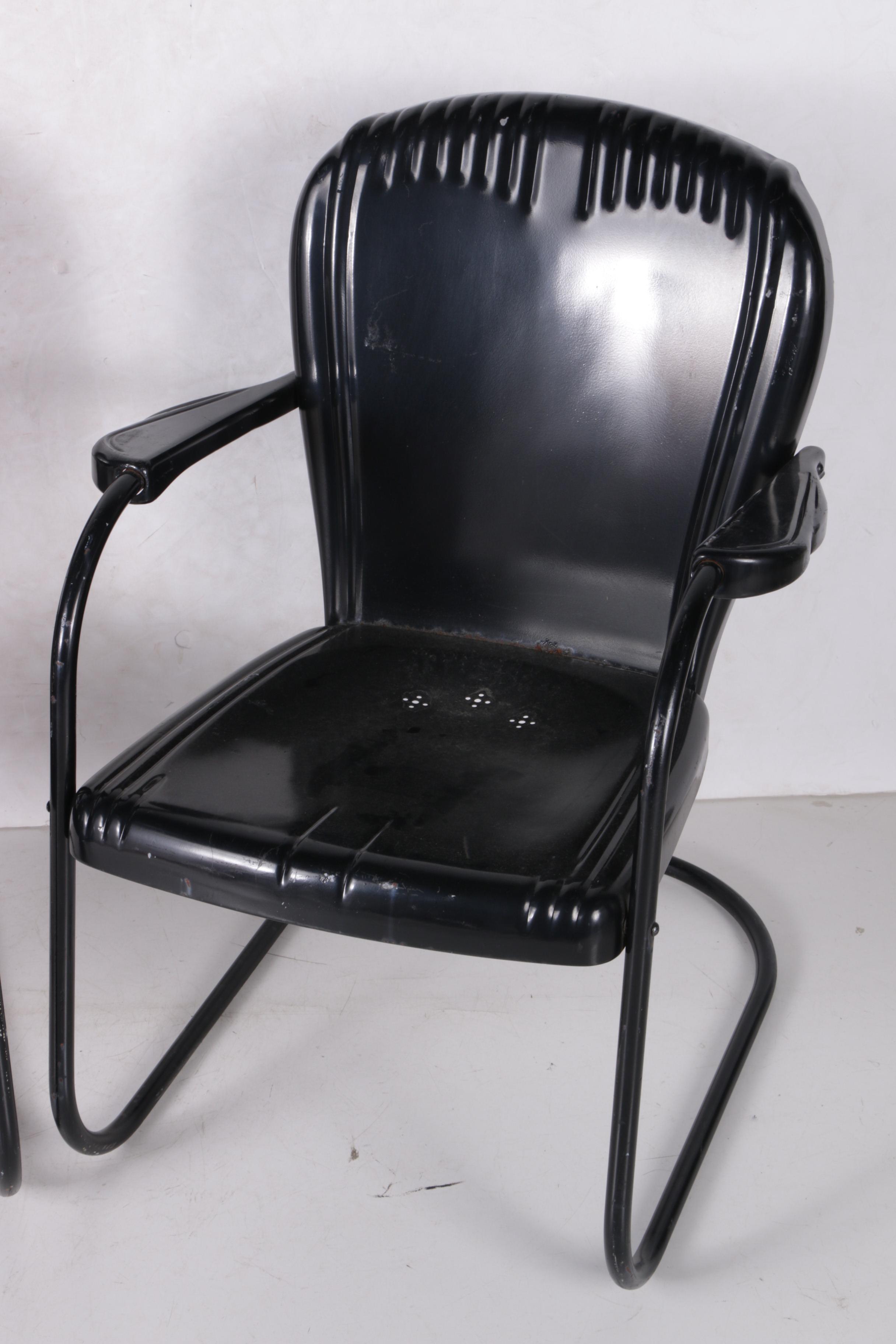 Vintage Black Metal Patio Chairs