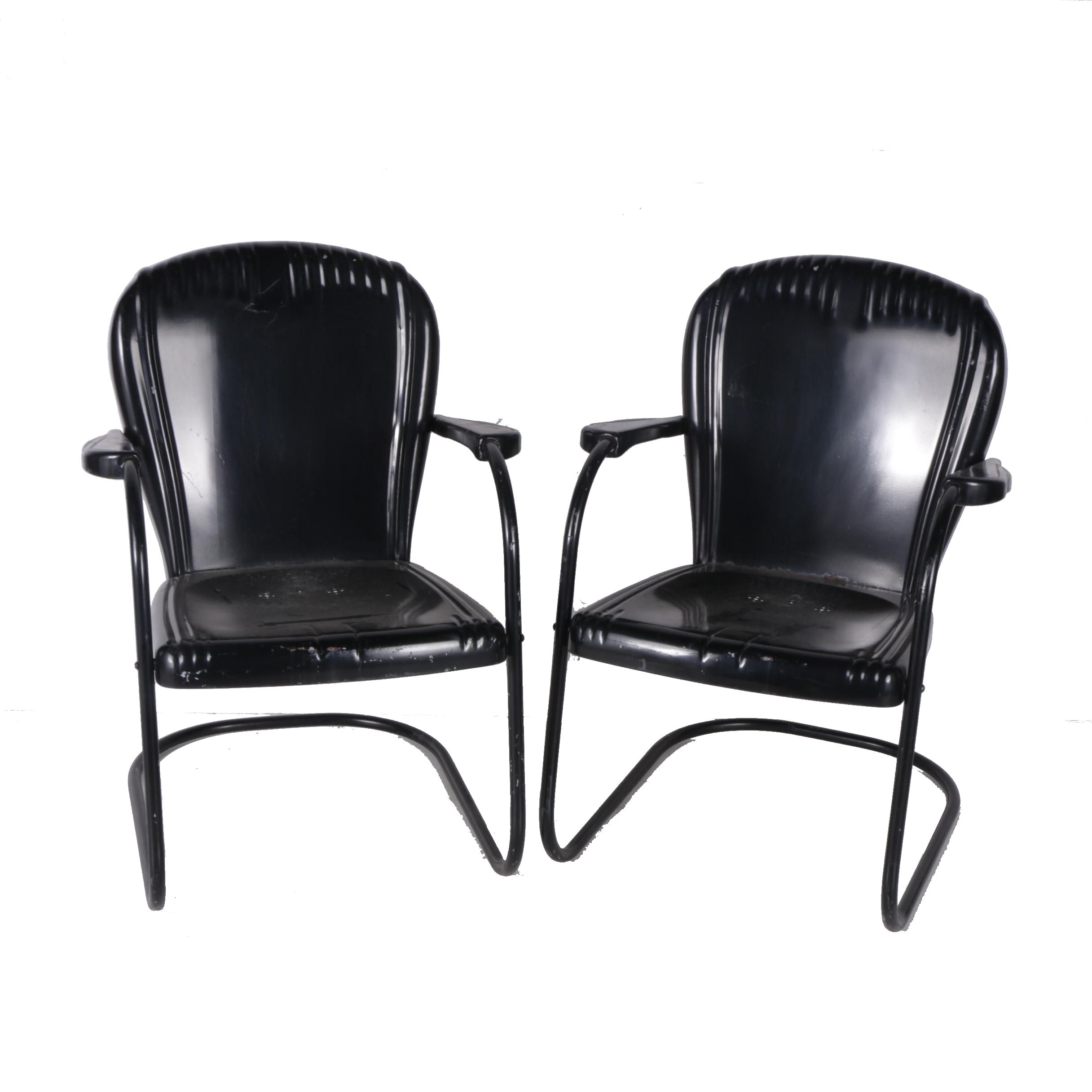 Vintage Black Metal Patio Chairs