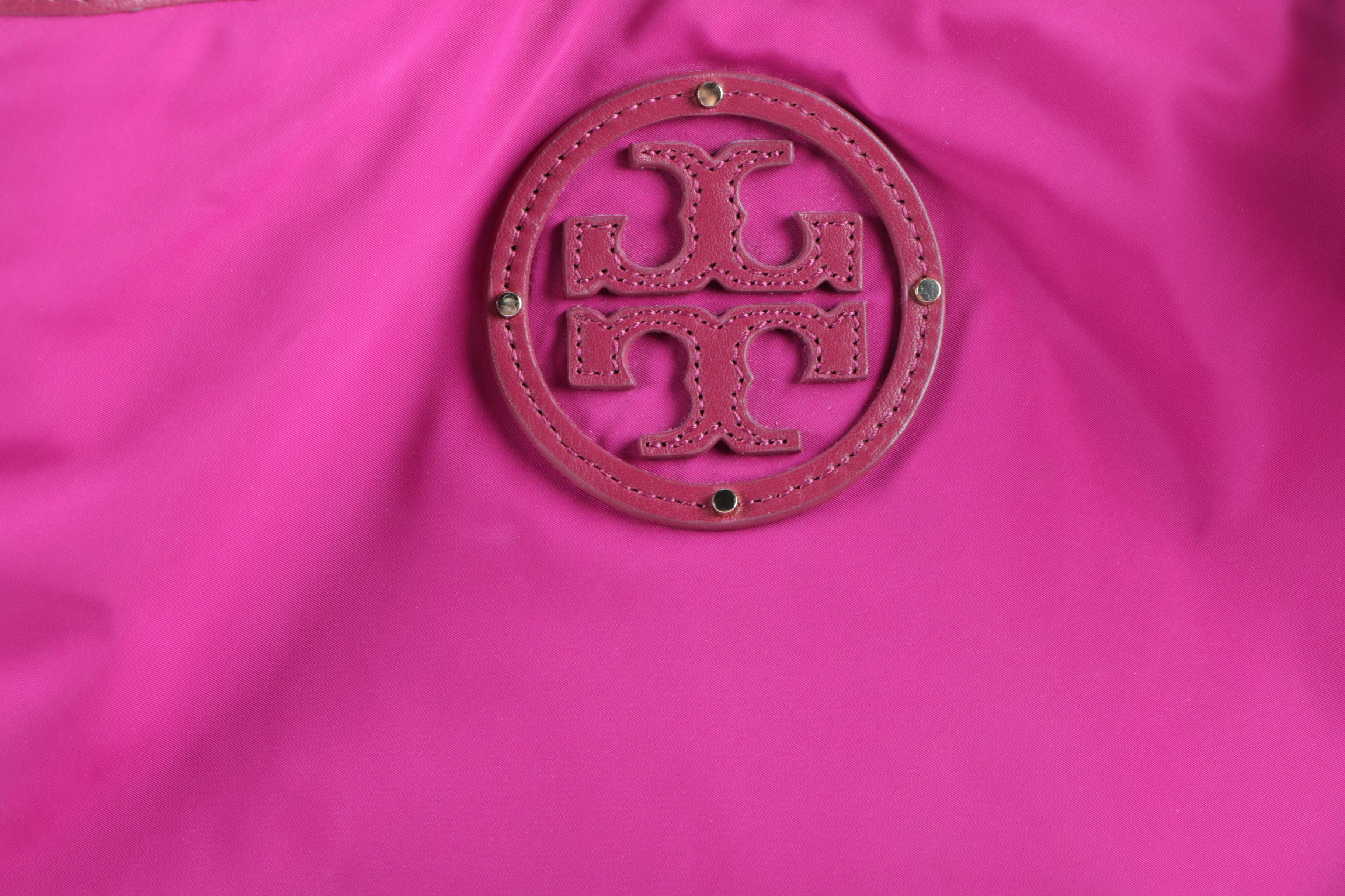 Tory Burch Fuchsia Nylon and Leather Tote