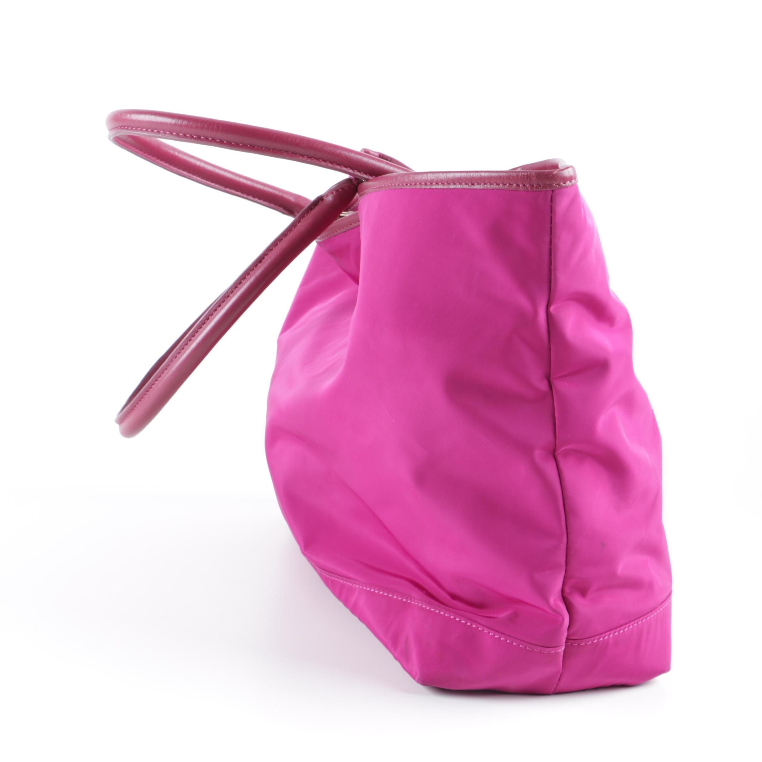 Tory Burch Fuchsia Nylon and Leather Tote