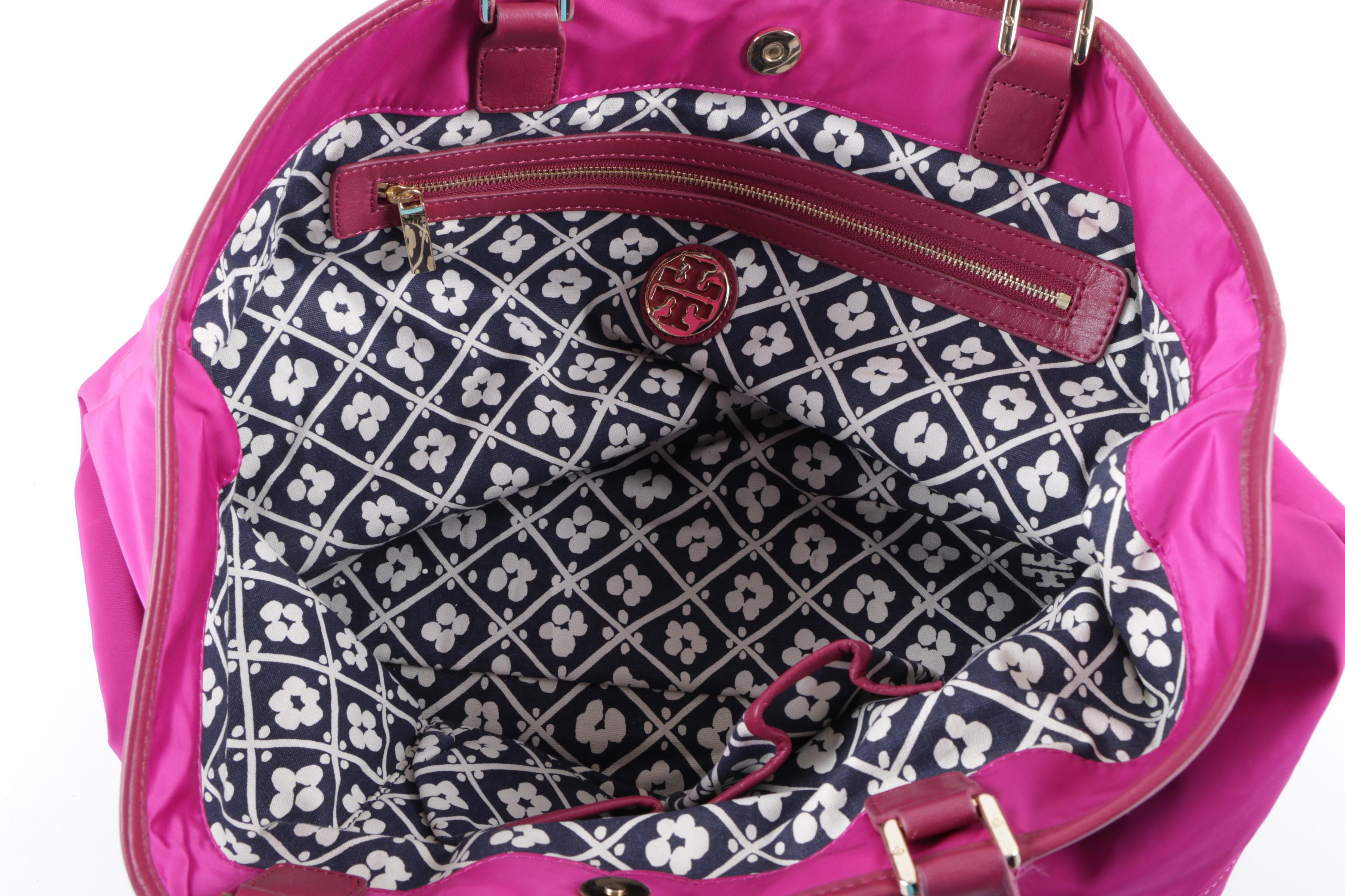 Tory Burch Fuchsia Nylon and Leather Tote