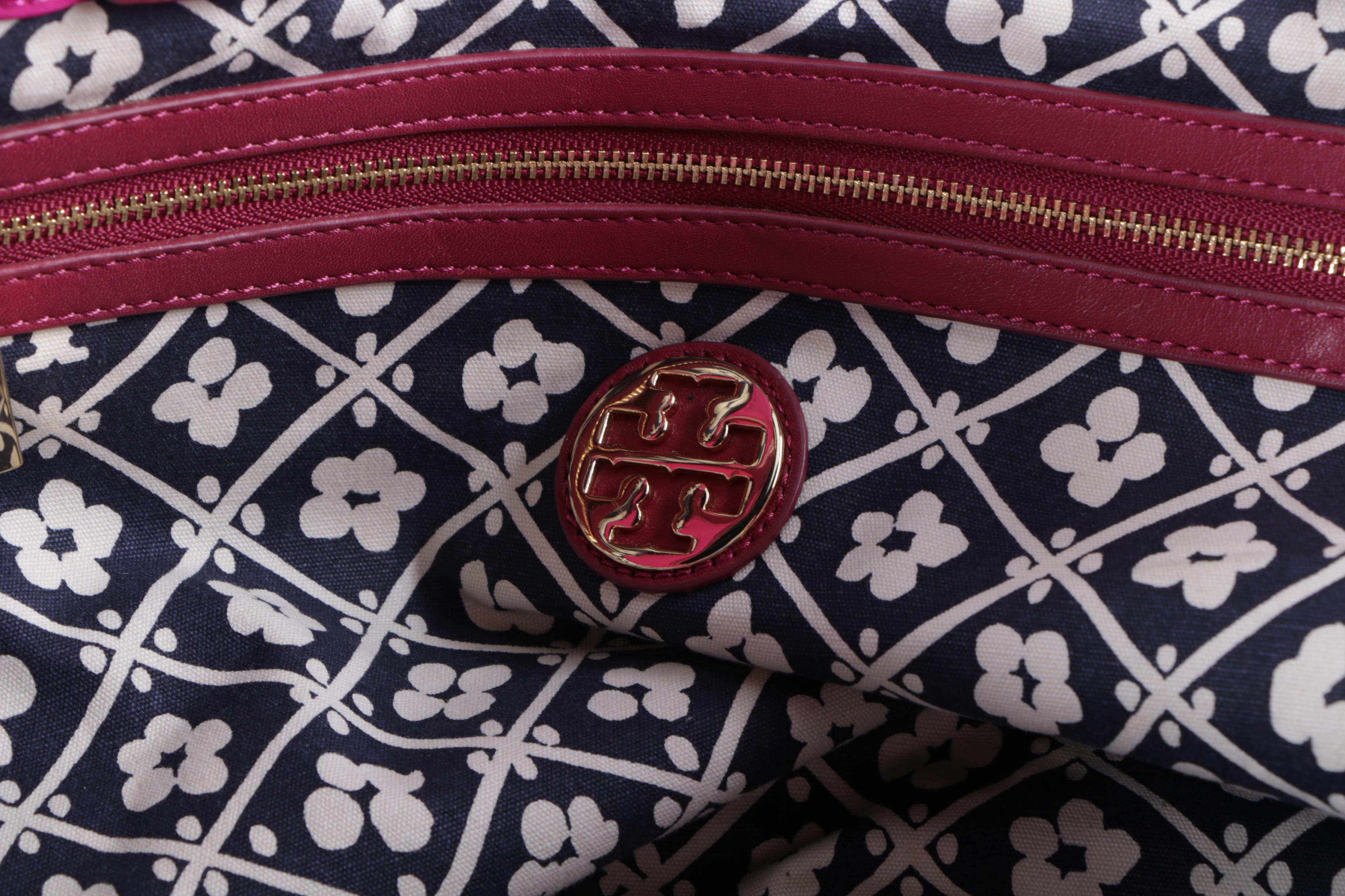 Tory Burch Fuchsia Nylon and Leather Tote