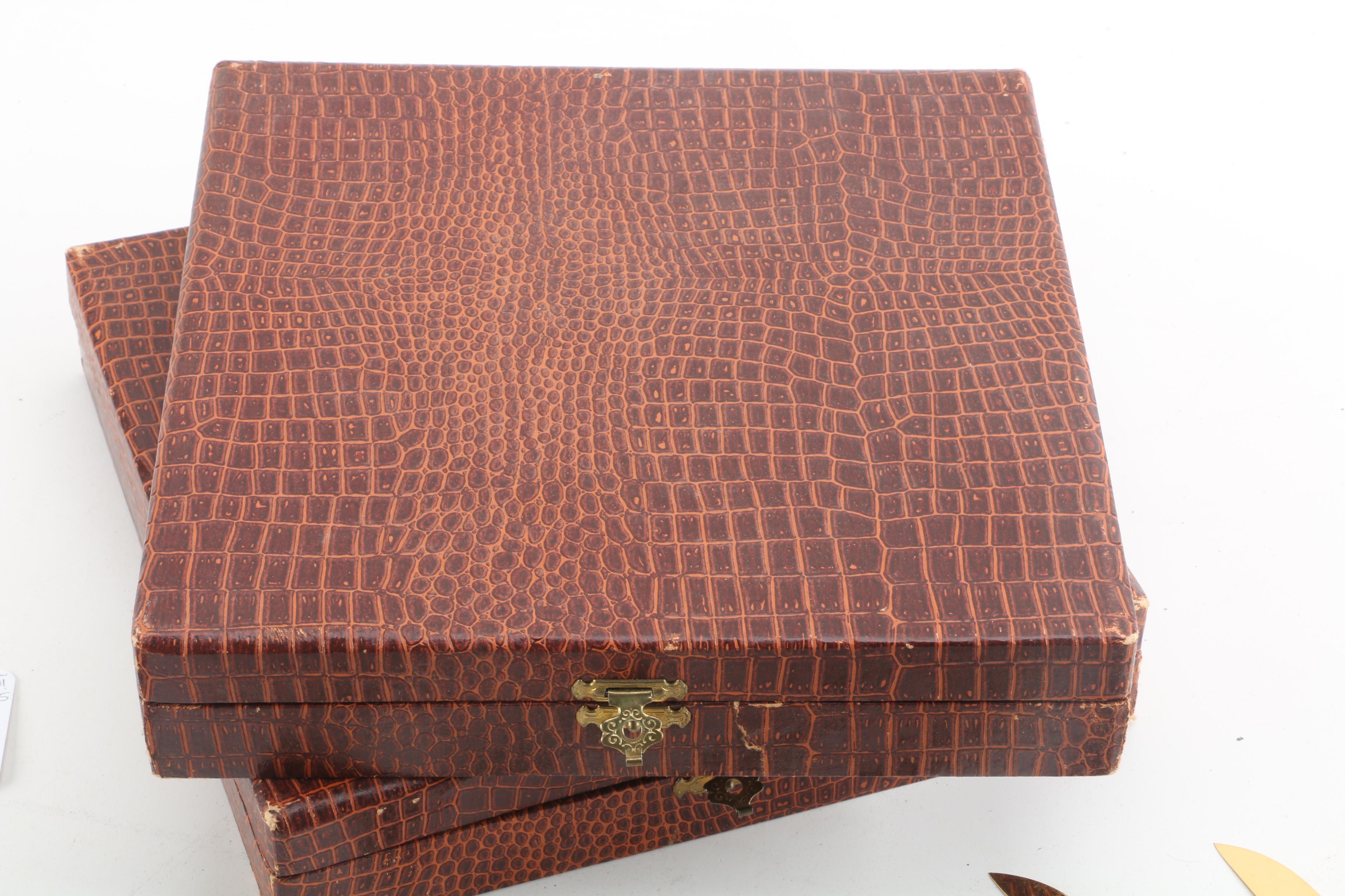 Vintage Nilox Stainless Gold-Tone Fruit Forks and Knives