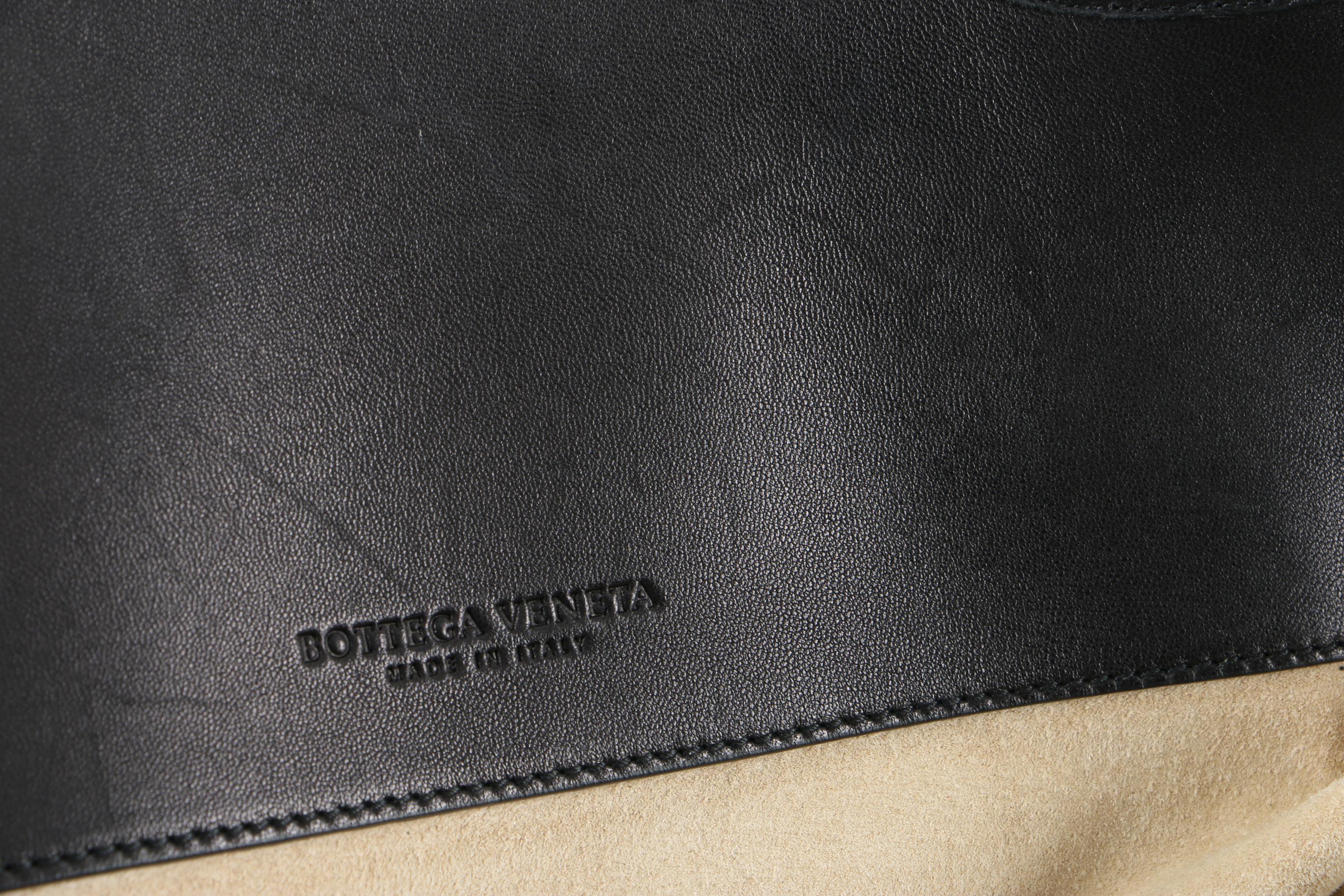 Bottega Veneta Black and White Woven Leather Tote Bag