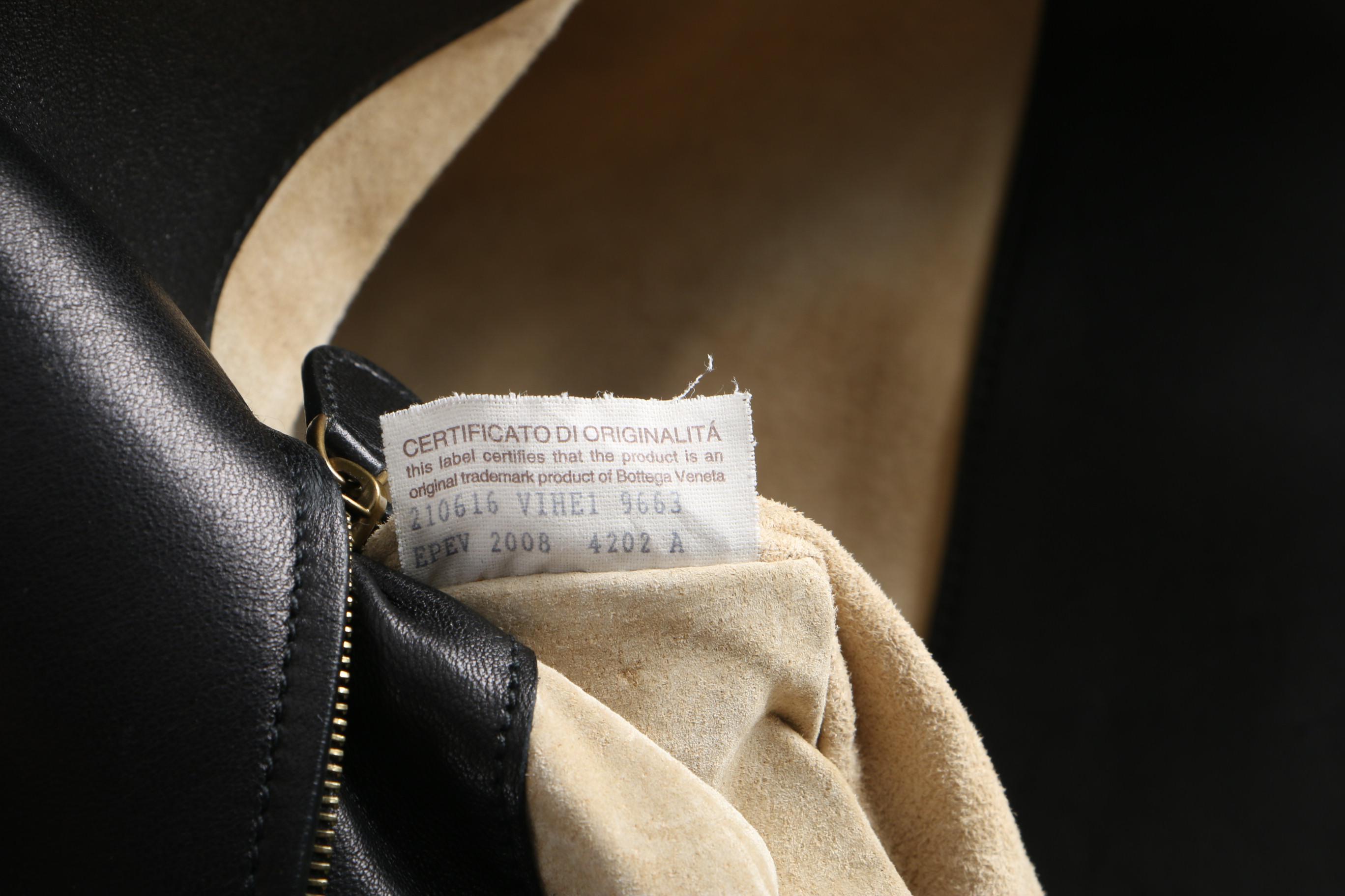 Bottega Veneta Black and White Woven Leather Tote Bag