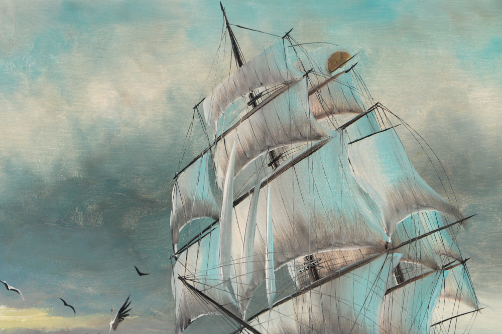 Preston Willis Original Nautical Oil on Canvas Painting