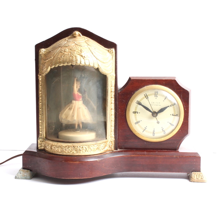 Vintage United Integrated Clock and Music Box