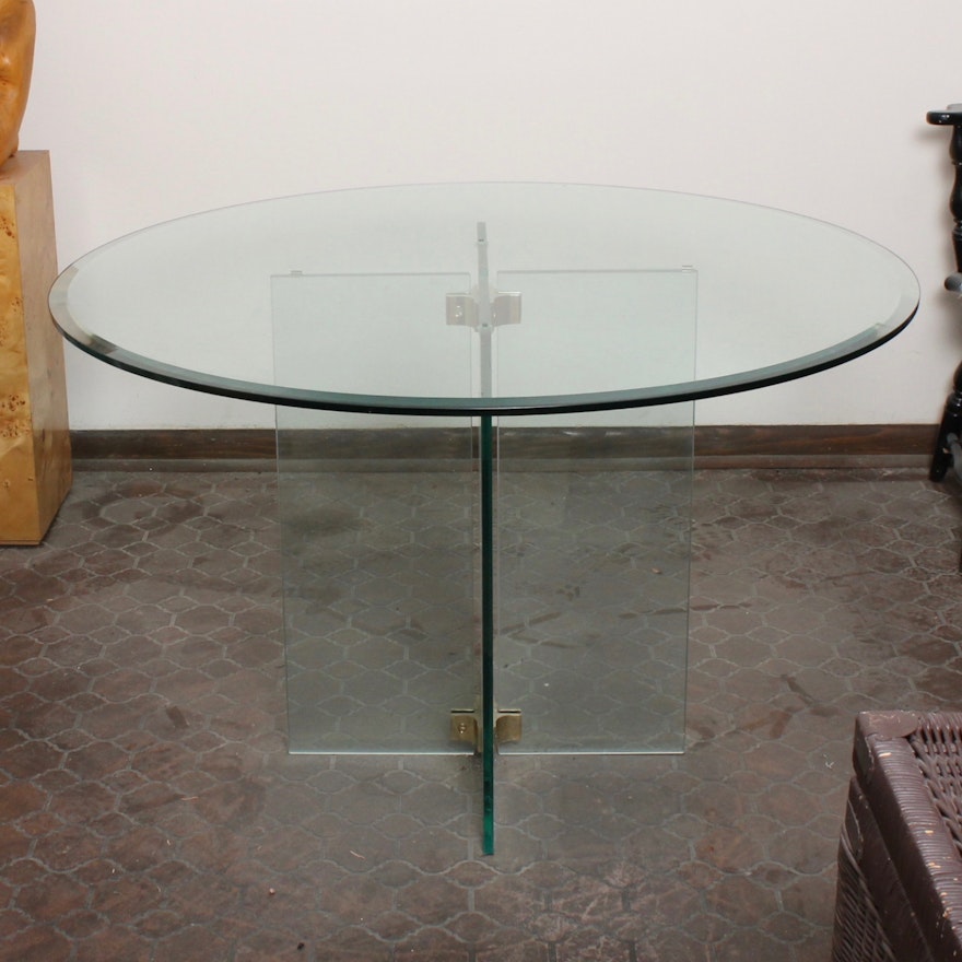 Contemporary Glass Pedestal Table