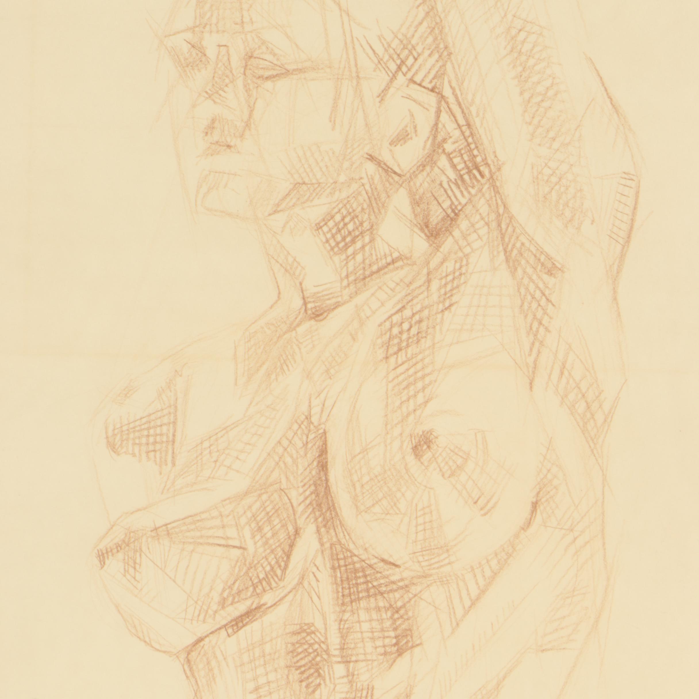 Laue Futurist Style Conté Crayon Drawing