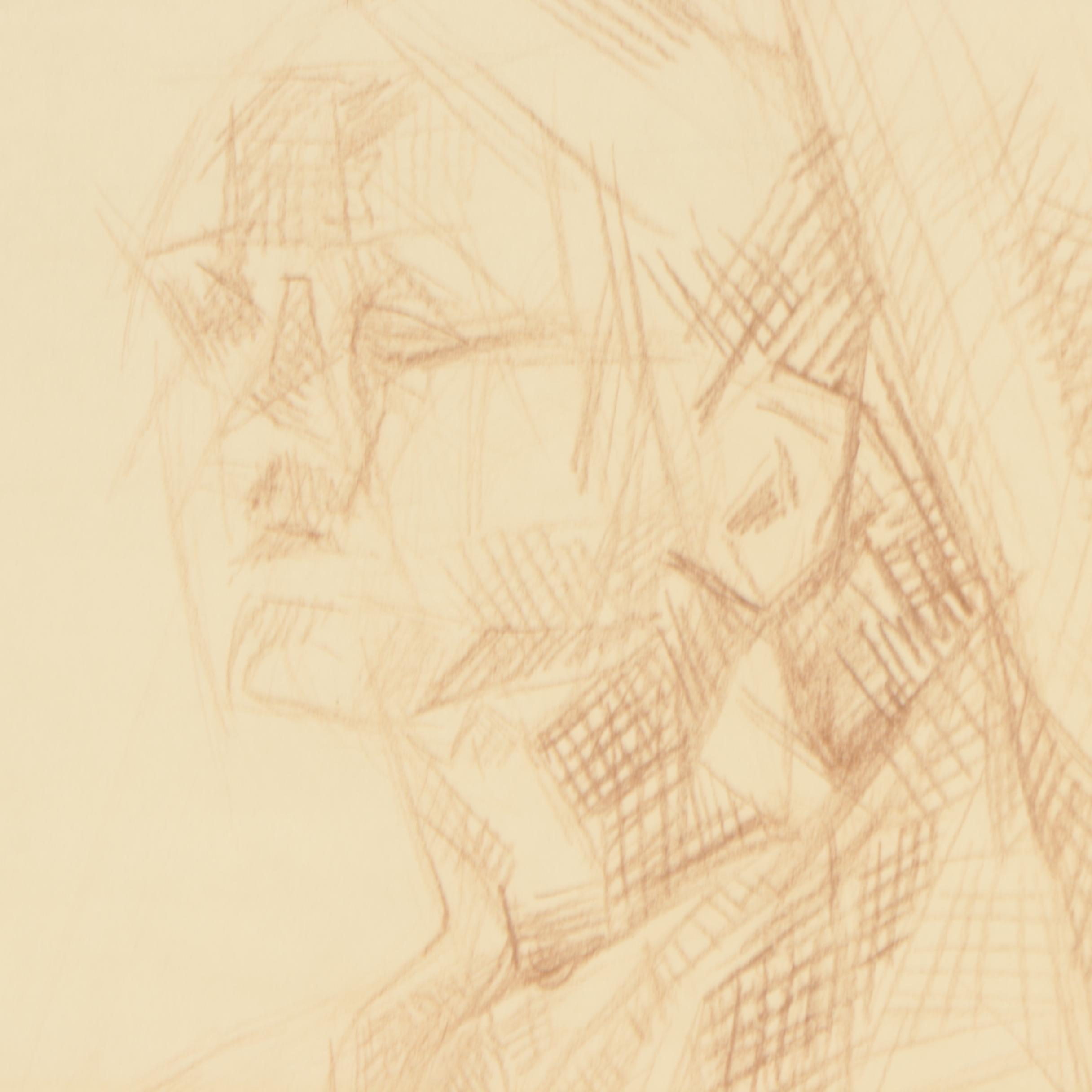 Laue Futurist Style Conté Crayon Drawing